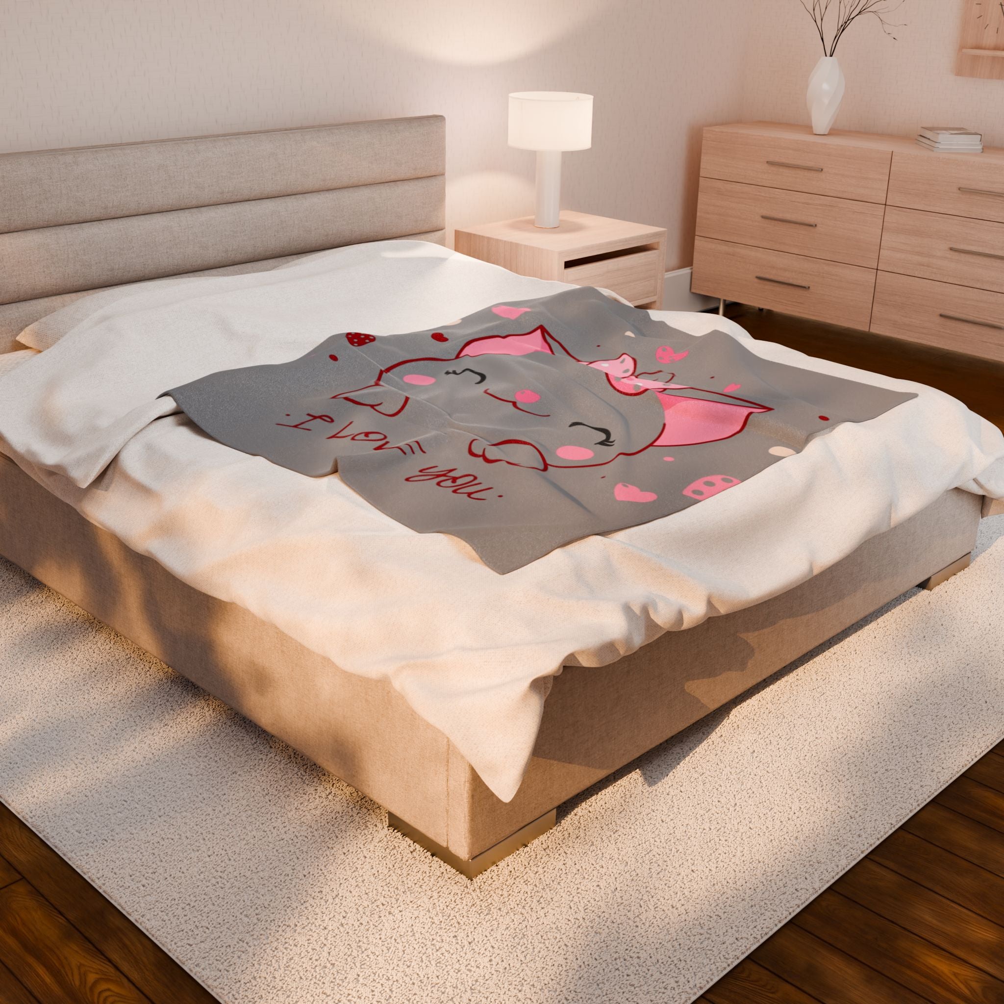 Kitty Love Velveteen Plush Blanket