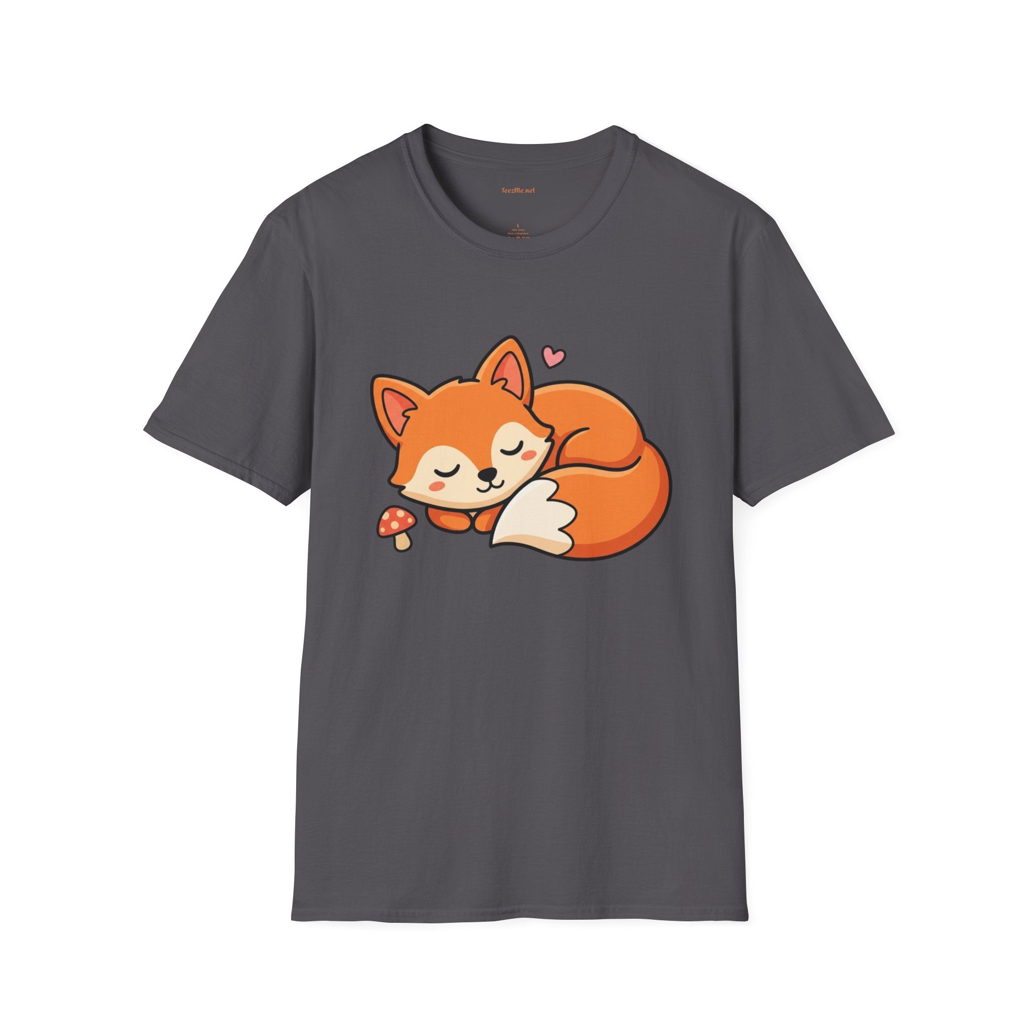 Sleeping Fox with Mushrrom Unisex Softstyle T-Shirt 100% Cotton Graphic