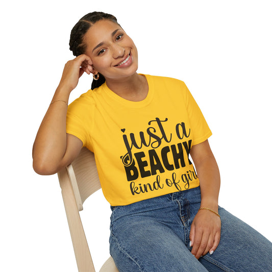 Just a BEACHY kind of girl Unisex Softstyle T-Shirt 100% Cotton Graphic