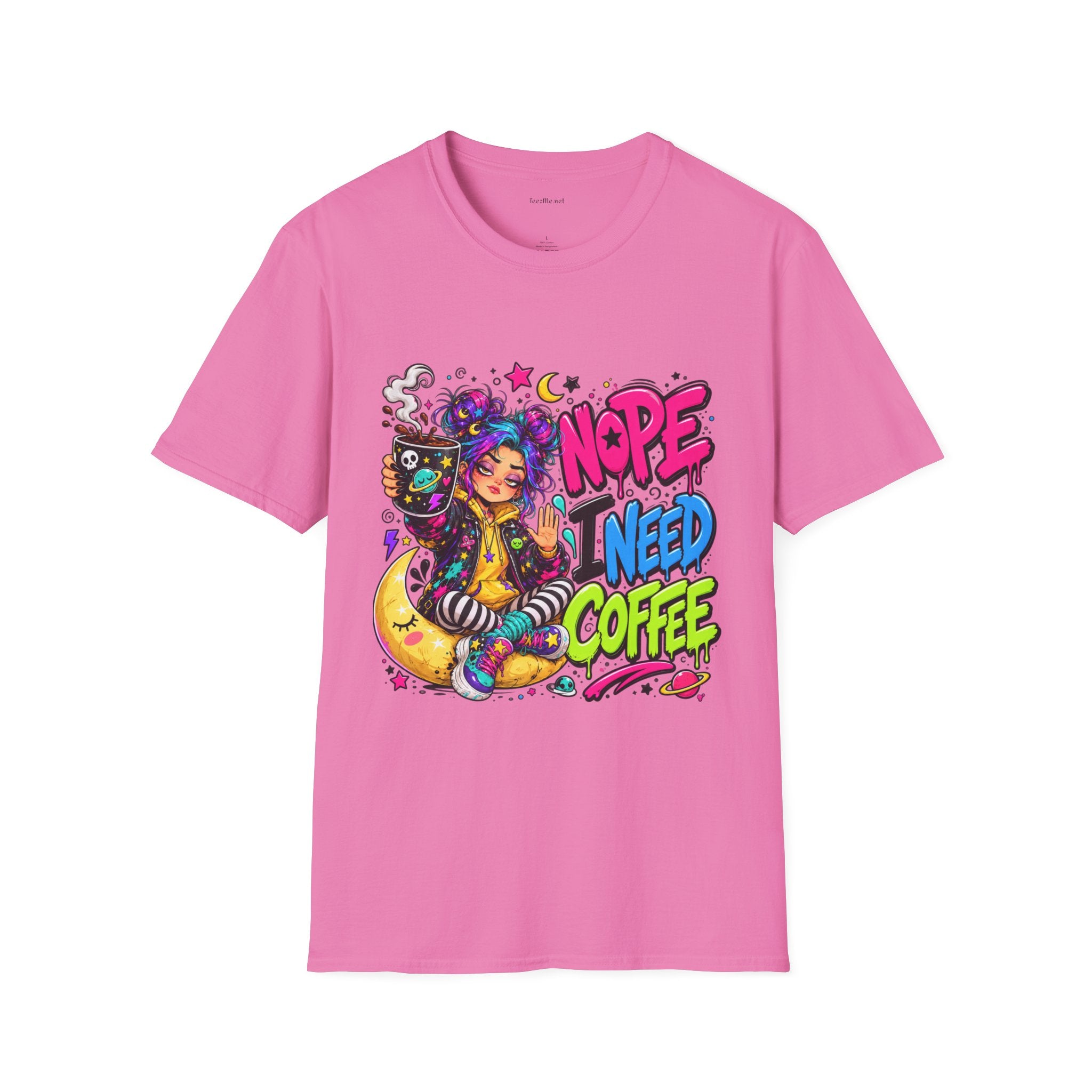 Nope I Need Coffee T‑Shirt — Colorful Coffee Lover Graphic Tee