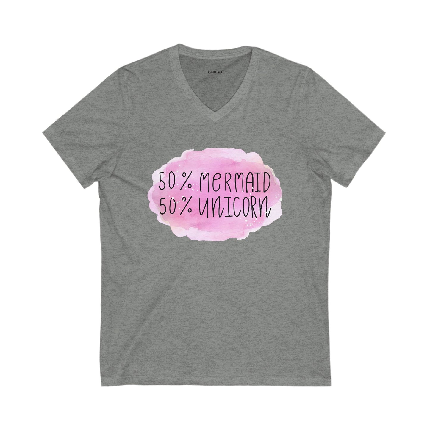 50% Mermaid 50% Unicorn - Unisex Jersey Short Sleeve V-Neck Tee