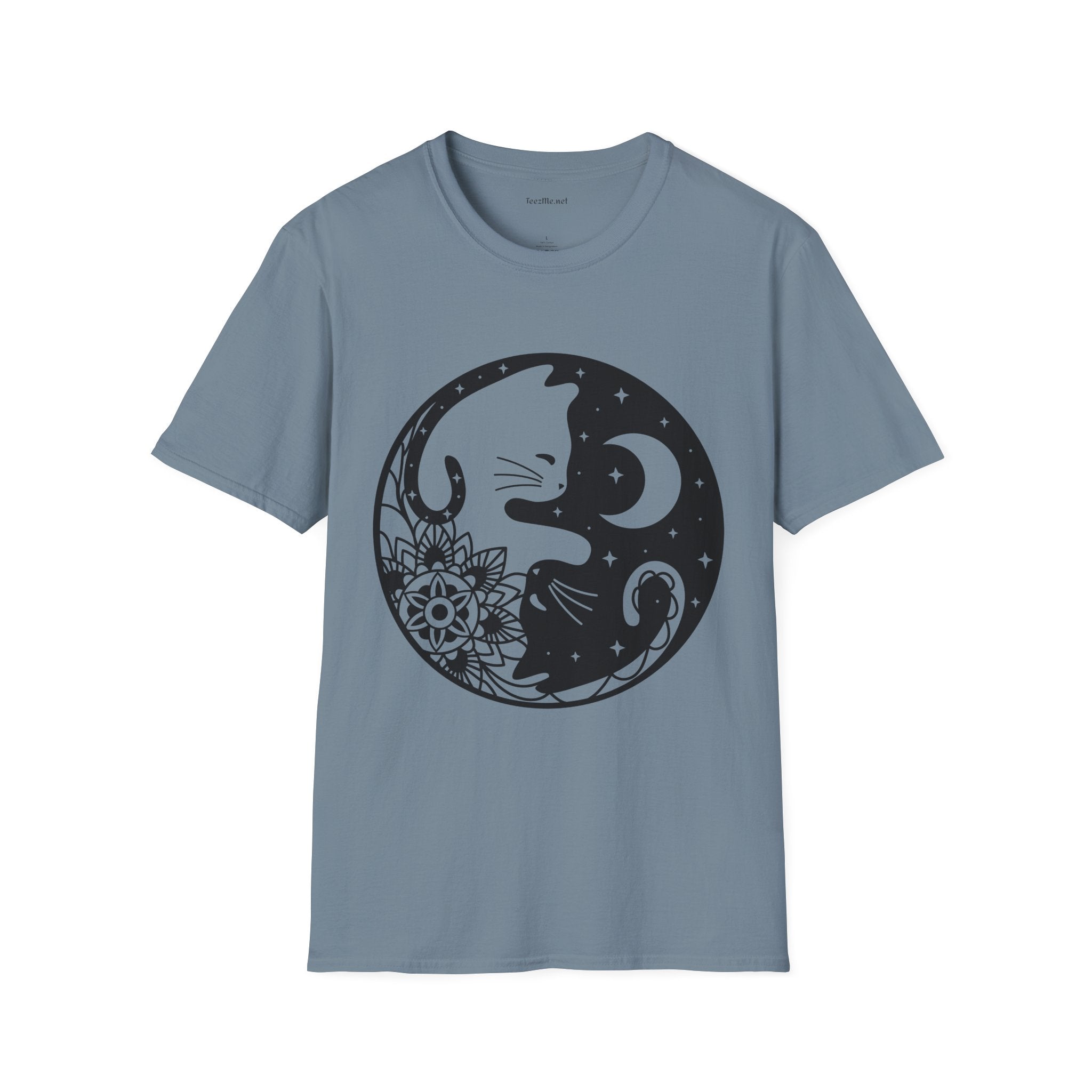 Yin Yang Cat1 Unisex Soft T-Shirt 100% Cotton Graphic