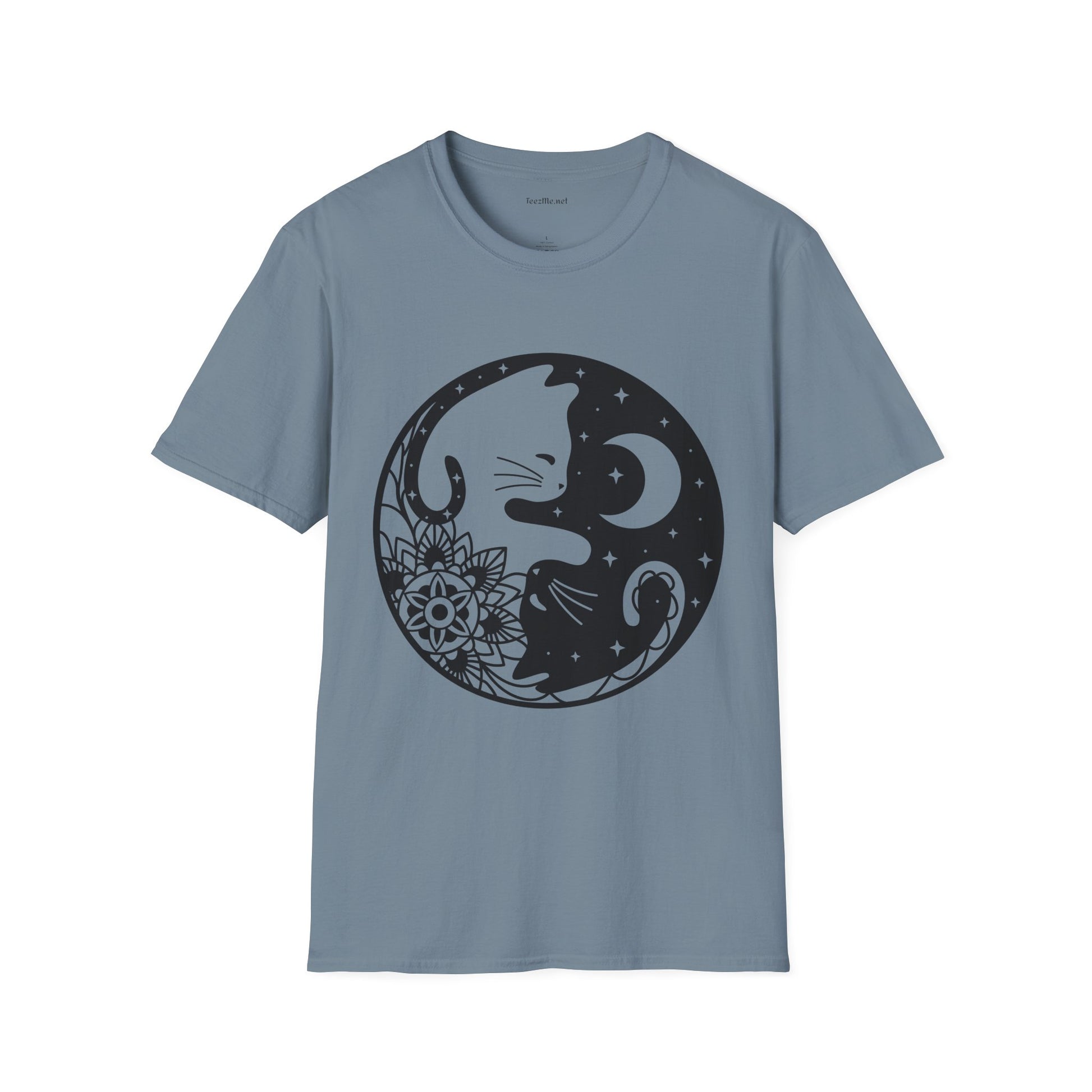 Yin Yang Cat1 Unisex Soft T-Shirt 100% Cotton Graphic