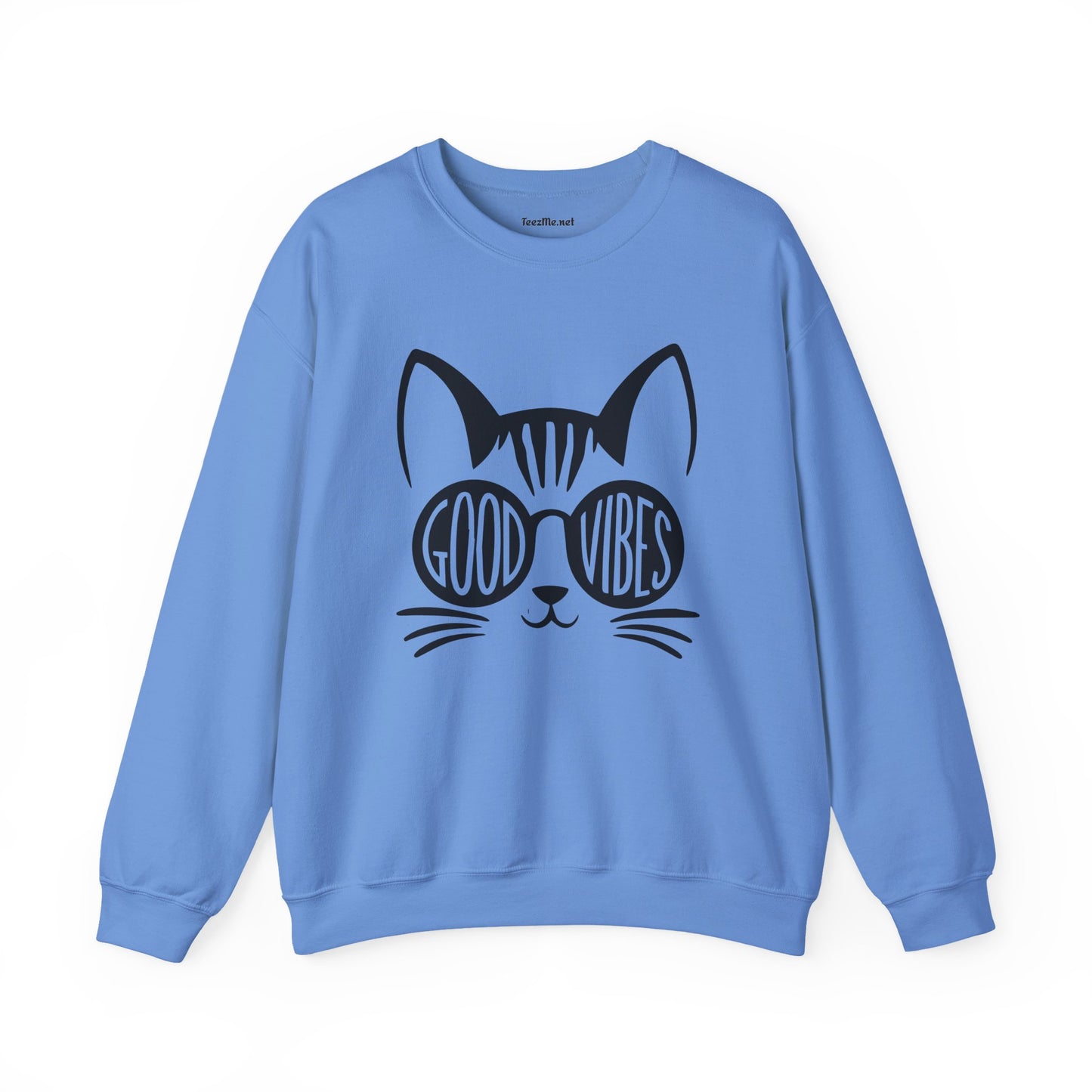 Good Vibes Cat Glasses  Unisex Heavy Blend™ Crewneck Sweatshirt Inspirational
