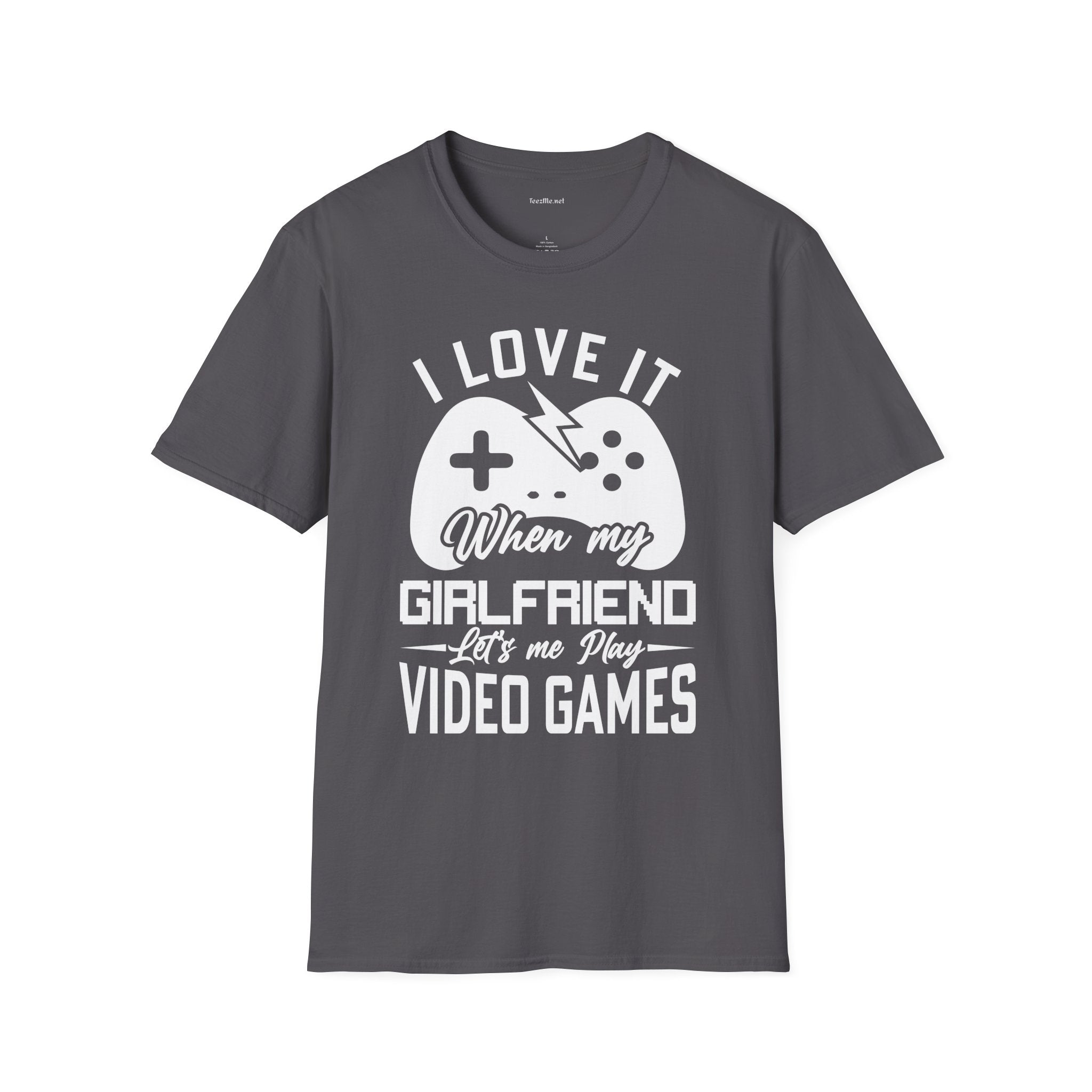 I Love It When My Girlfriend Let's Me Play Unisex Softstyle T-Shirt 100% Cotton Graphic
