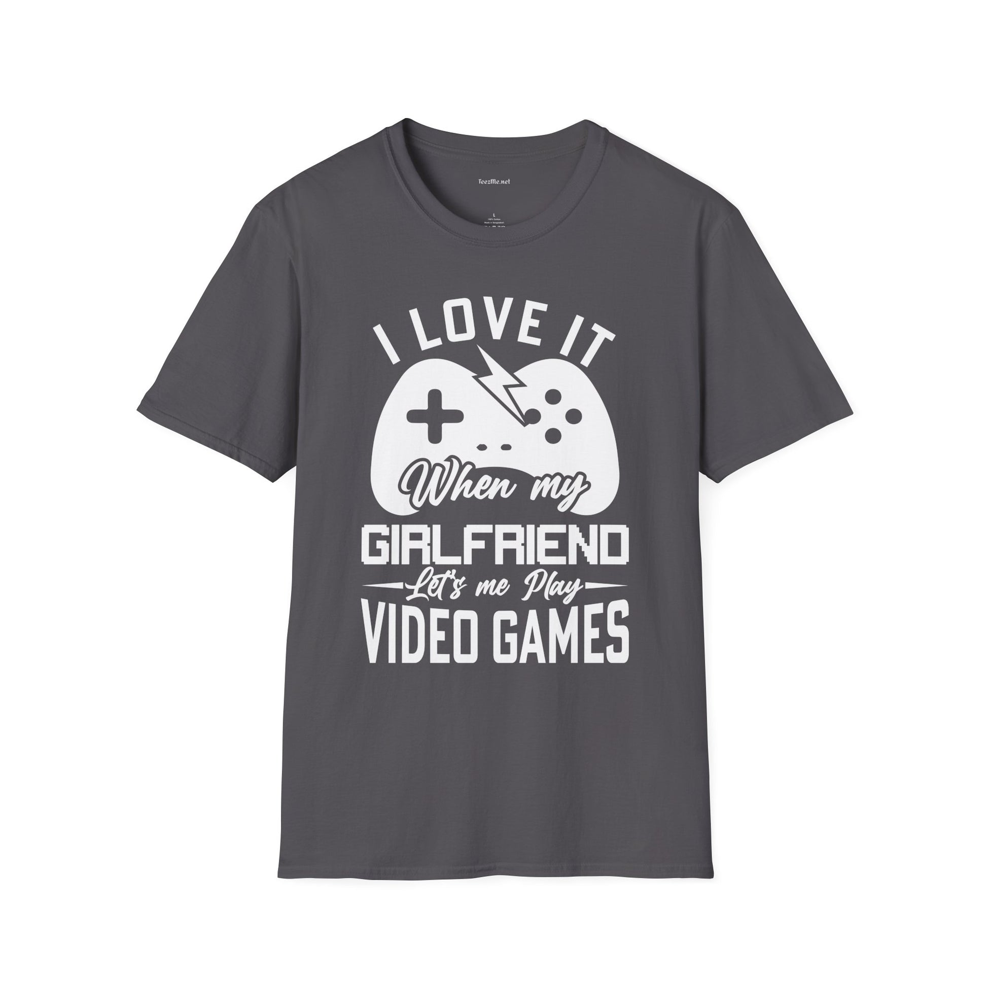 I Love It When My Girlfriend Let's Me Play Unisex Softstyle T-Shirt 100% Cotton Graphic
