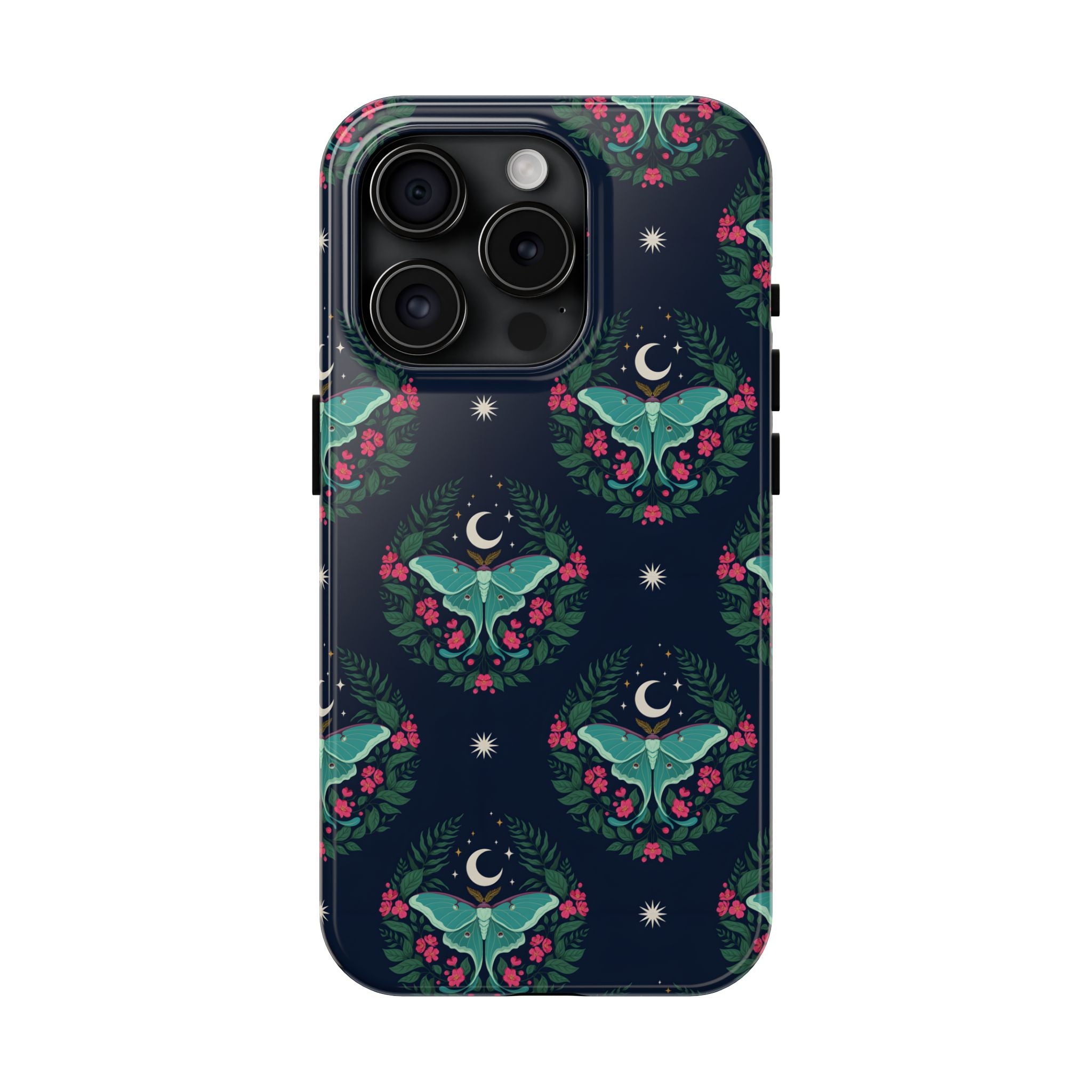 Moon Moth Tough Phone Case — Botanical Nightscape Protective Cover