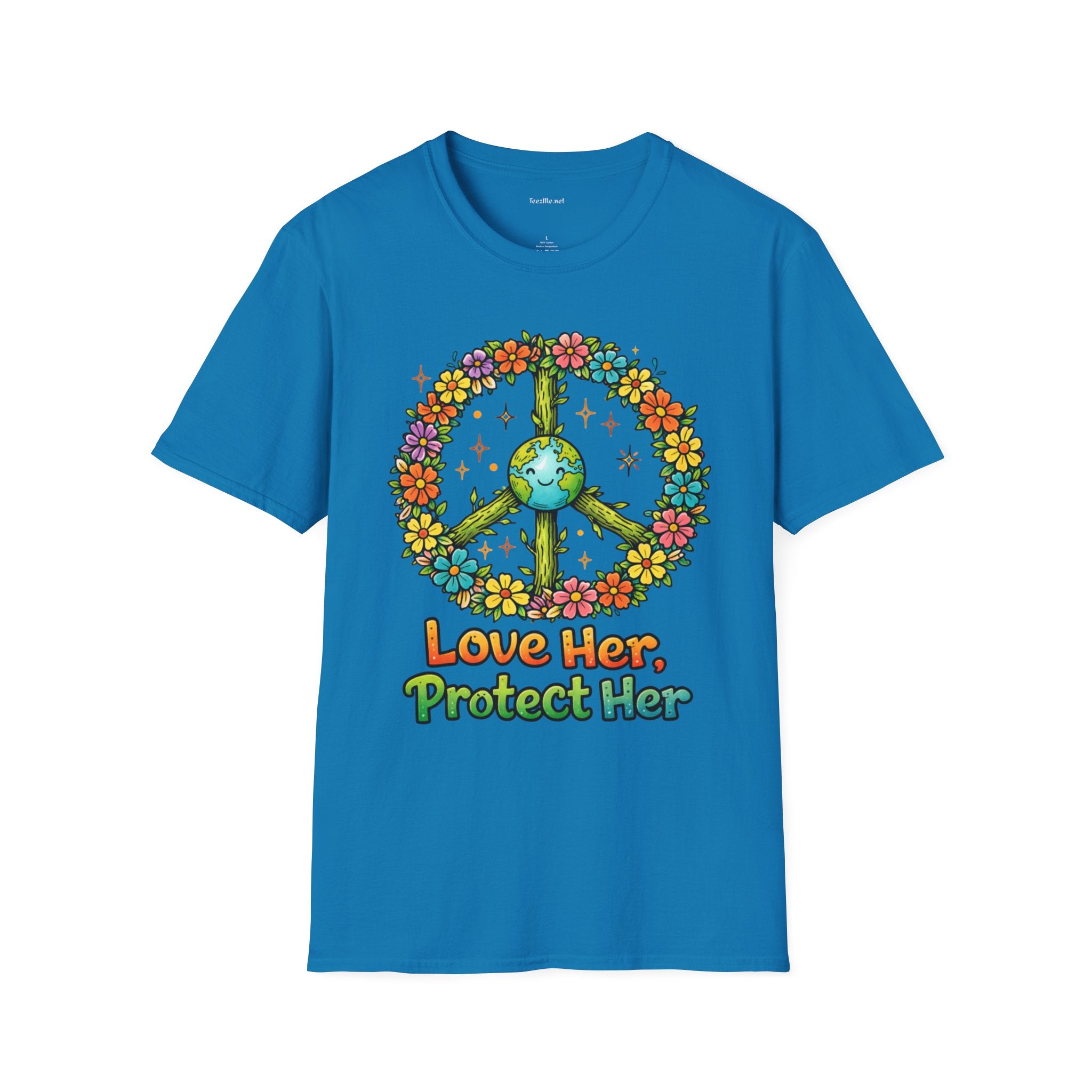 Earth Peace T-Shirt — "Love Her, Protect Her" Floral Eco Graphic