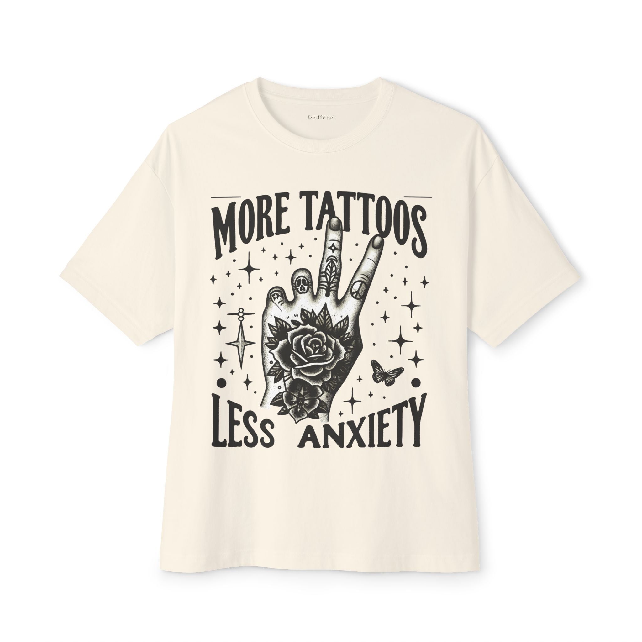 More Tattoos Less Anxiety Unisex Oversized Boxy Tee