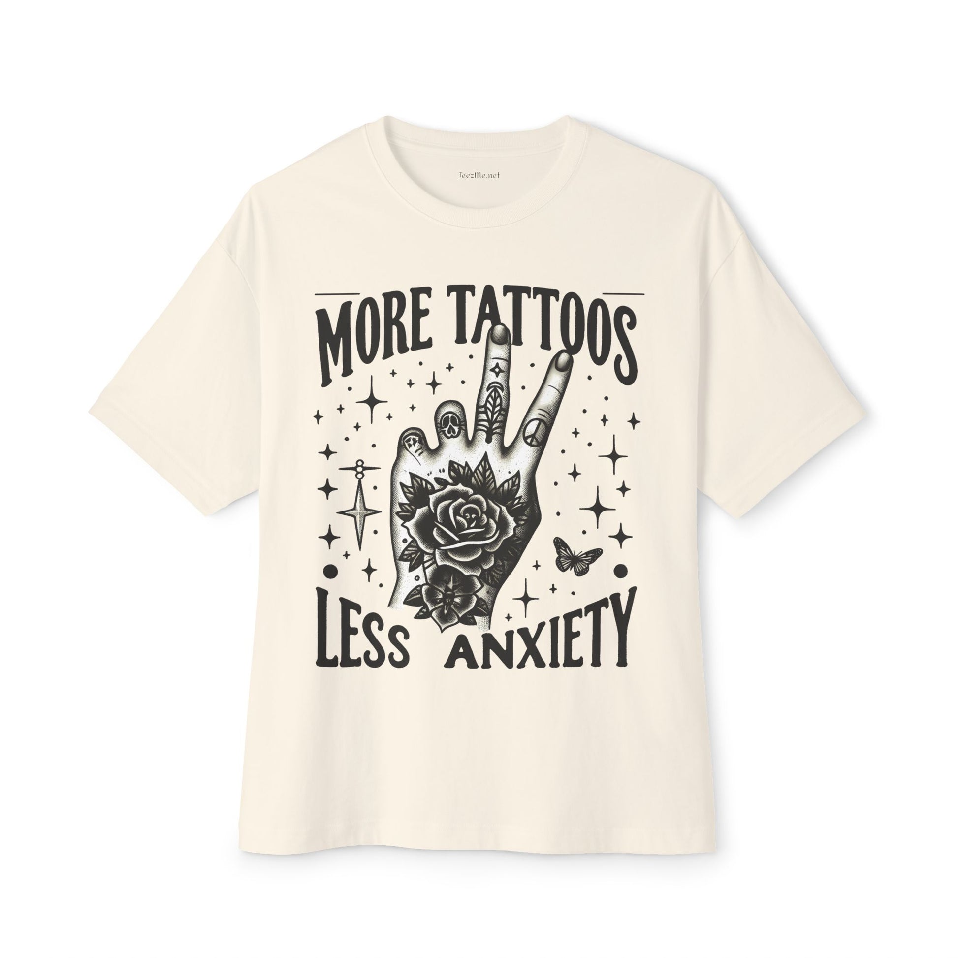 More Tattoos Less Anxiety Unisex Oversized Boxy Tee