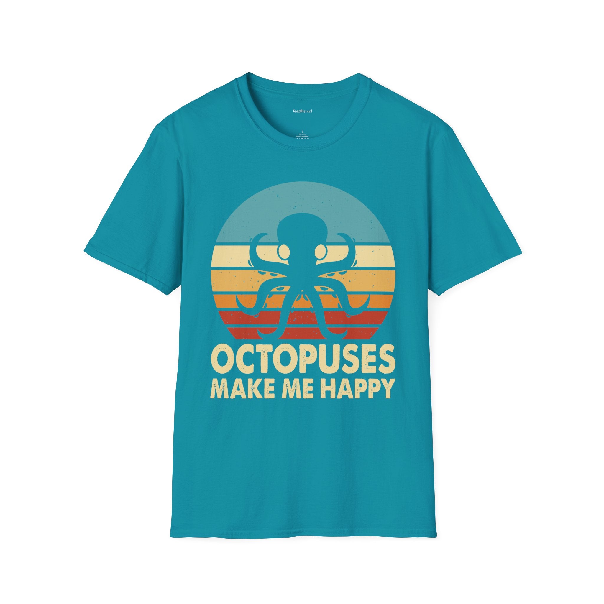 Octopuses Make Me Happy Unisex Softstyle T-Shirt 100% Cotton Graphic