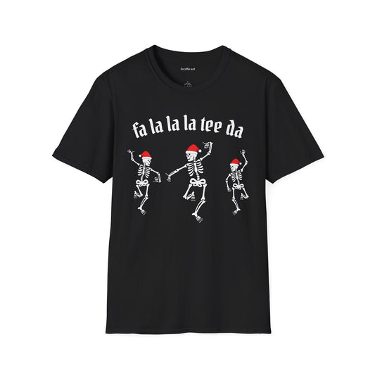 Dancing Santa Skeletons fa la la la Unisex Softstyle T-Shirt 100% Cotton Graphic