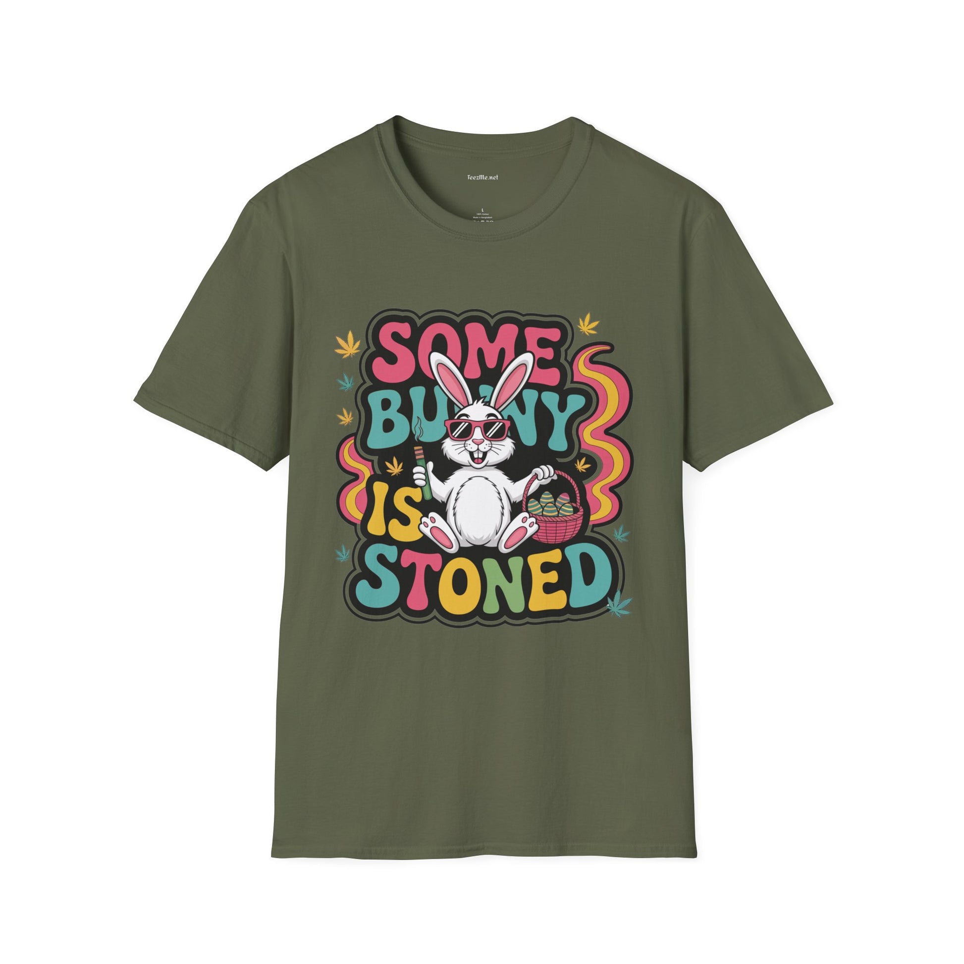 Some Bunny Is Stoned Unisex Softstyle T-Shirt 100% Cotton Graphic