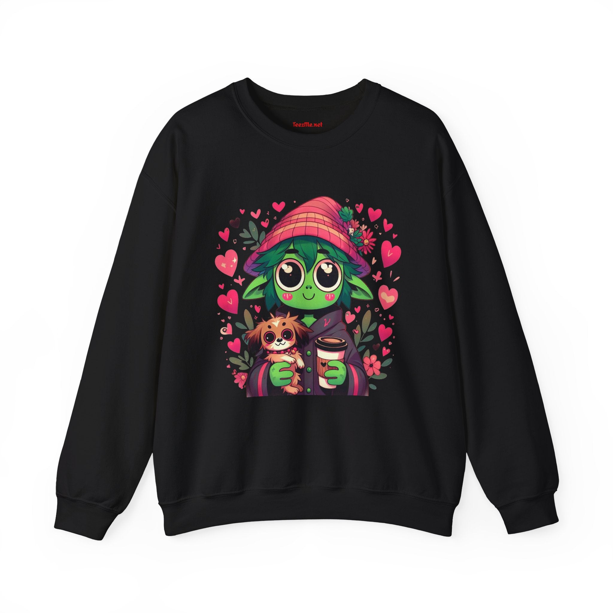 Cute Alien with Hearts Unisex Heavy Blend™ Crewneck Sweatshirt
