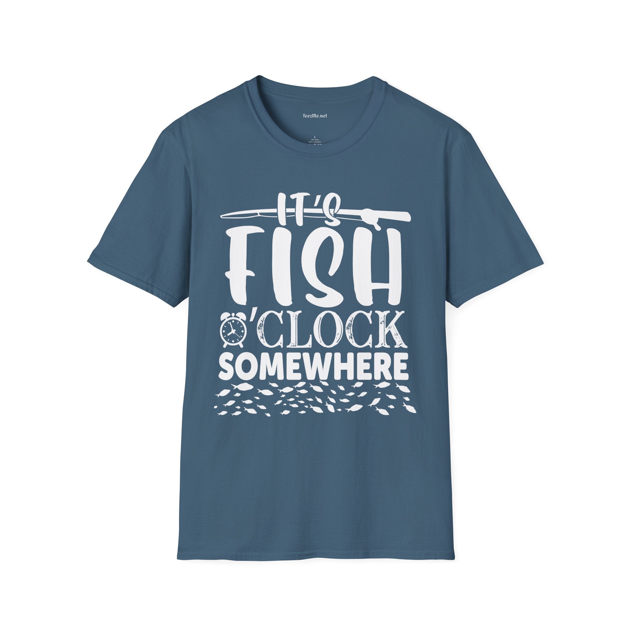 It's Fish O'clock Somewhere Unisex Soft Style T-Shirt 100% Cotton Graphic