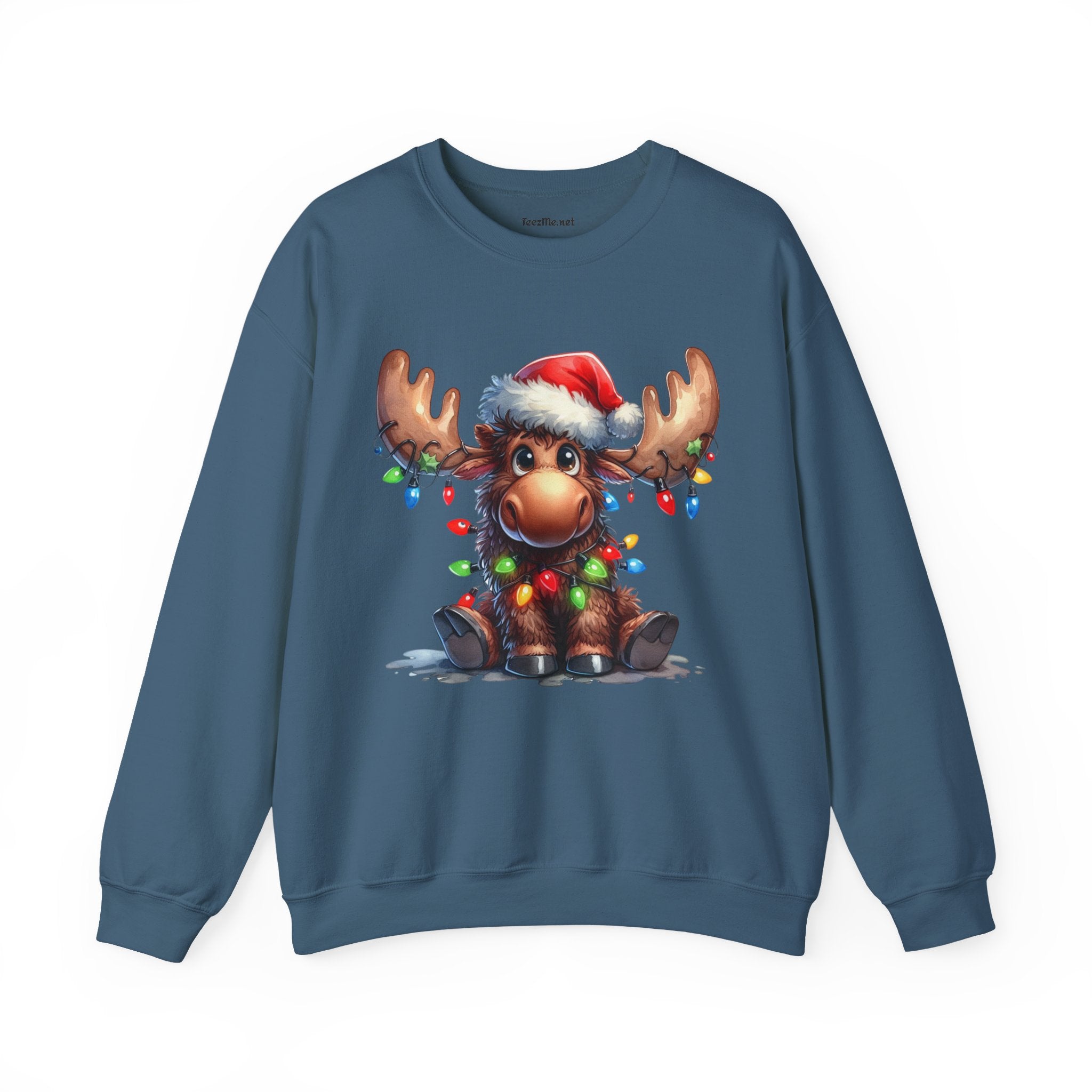 Adorable Christmas Moose Unisex Heavy Blend™ Crewneck Sweatshirt Graphic Seasonal