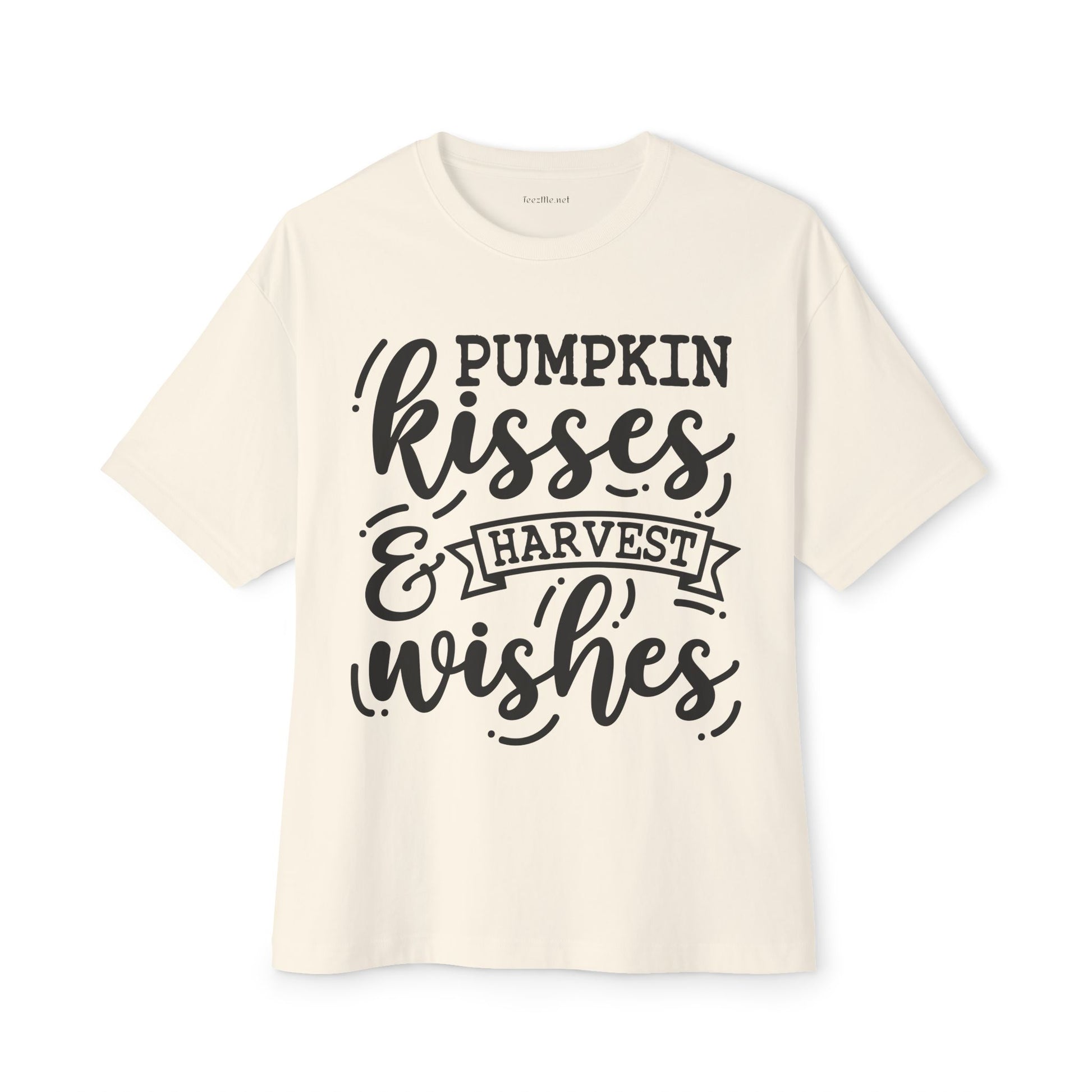 Pumpkin Kisses and Harvest Wishes Unisex Oversized Boxy Tee
