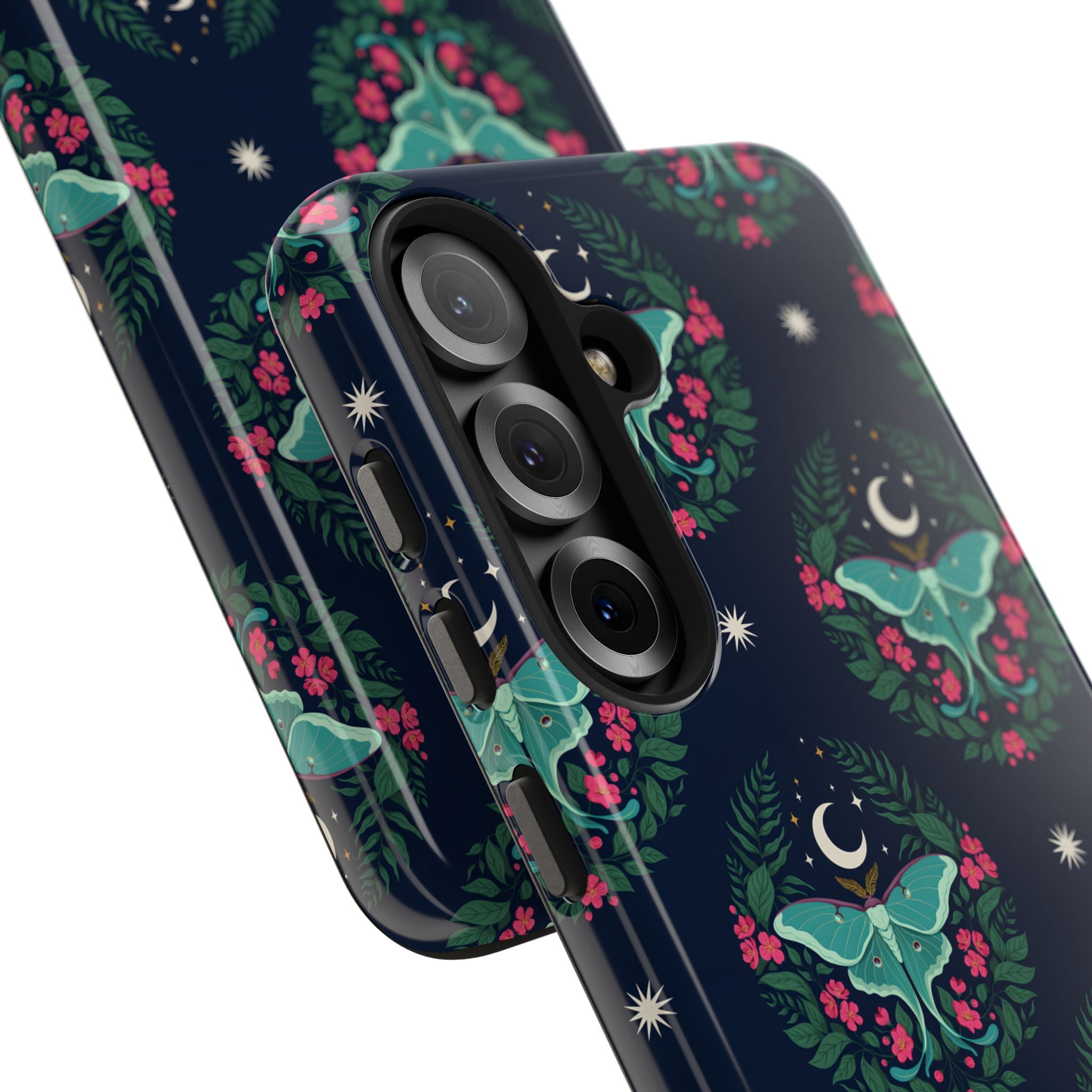 Moon Moth Tough Phone Case — Botanical Nightscape Protective Cover