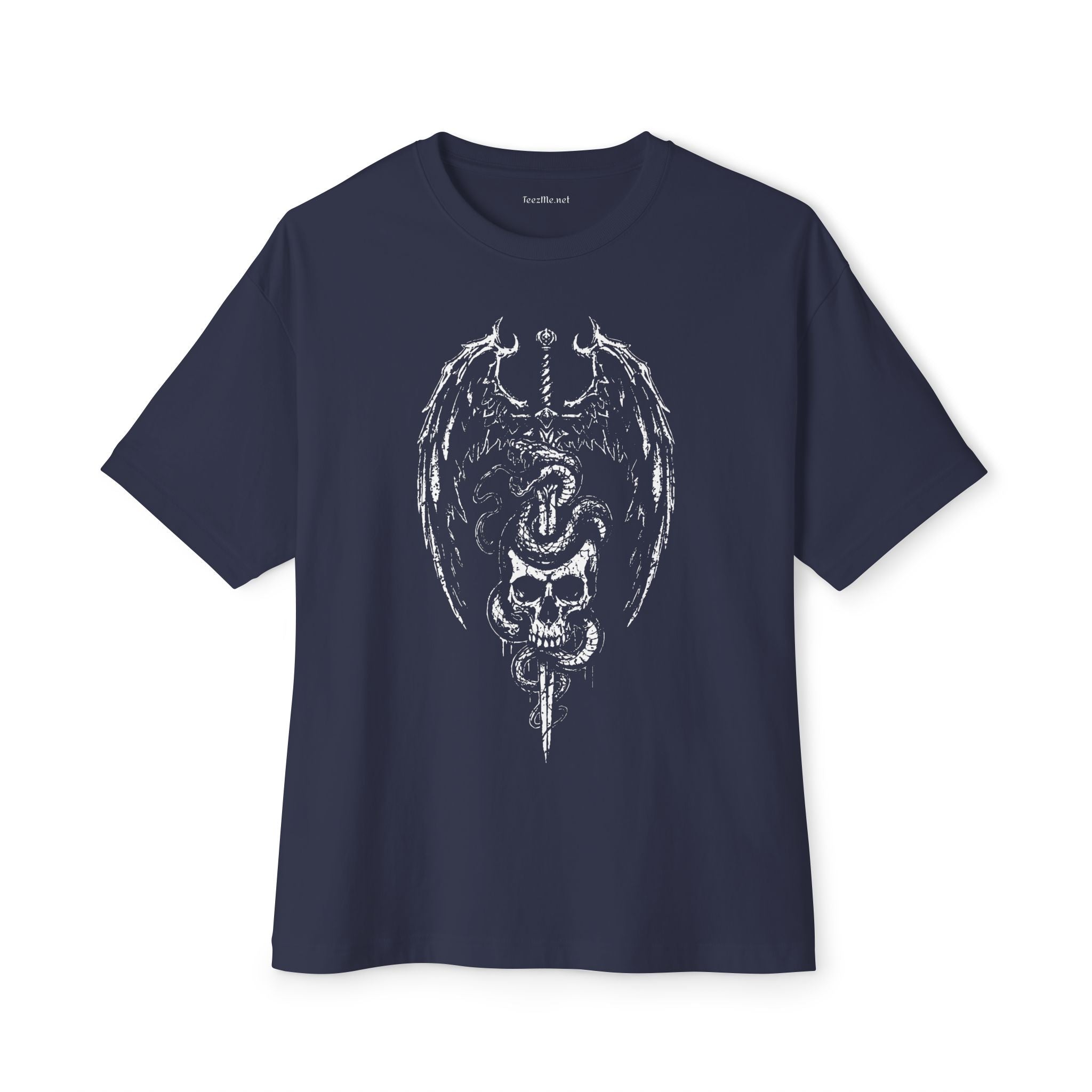 Skull & Serpent Graphic Tee — Gothic Dragon Wing Shirt