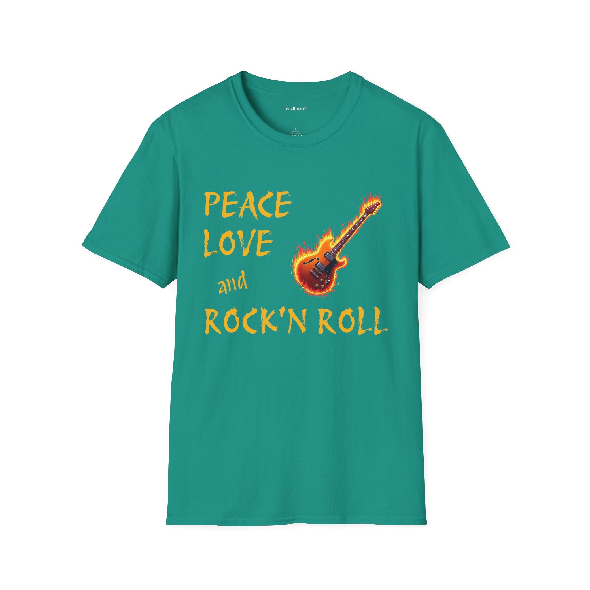 Peace Love and Rock'n Roll - Unisex Softstyle T-Shirt 100% Cotton Graphic