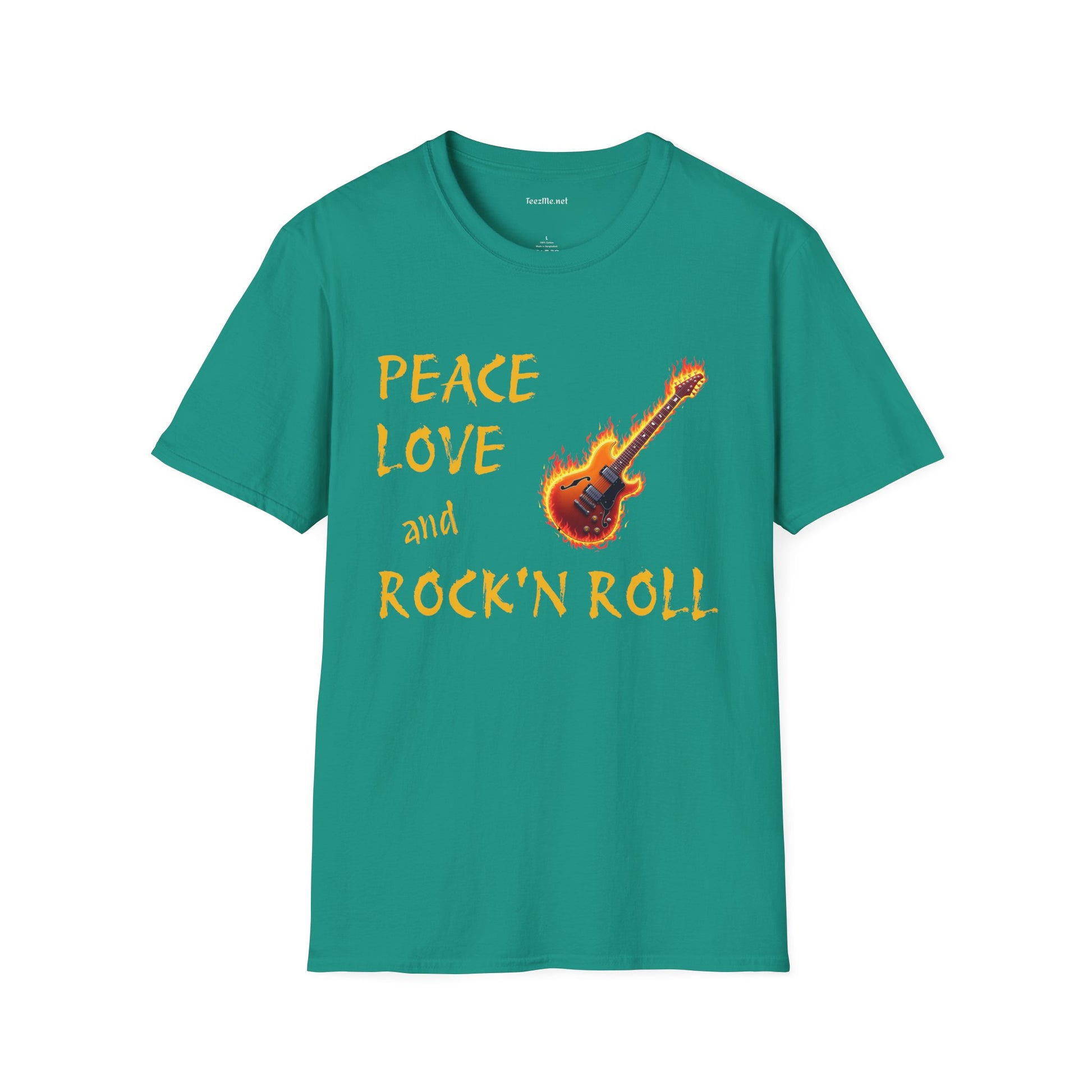 Peace Love and Rock'n Roll - Unisex Softstyle T-Shirt 100% Cotton Graphic