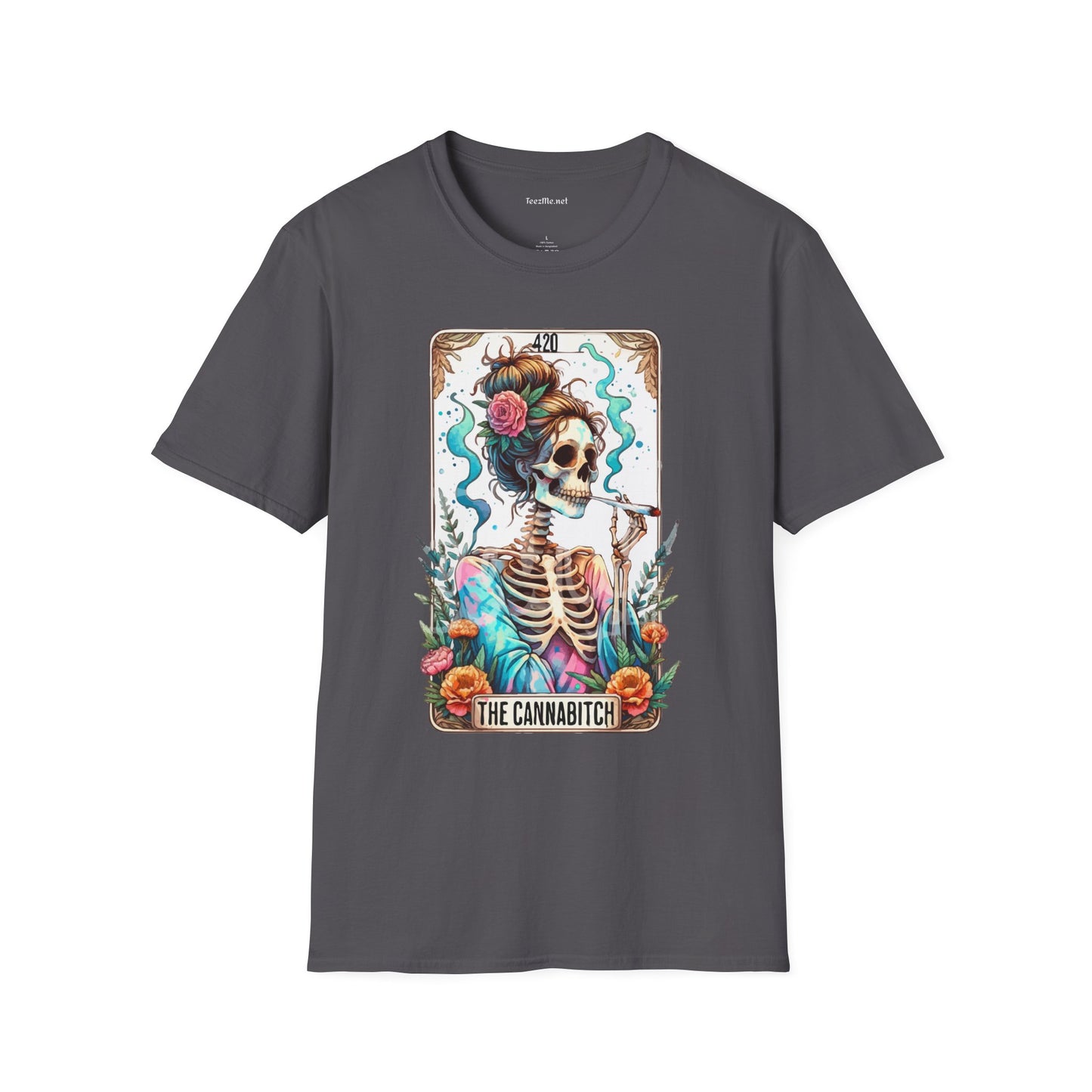 Boho Stoner Skeleton Cannabitch Unisex Softstyle T-Shirt 100% Cotton Graphic
