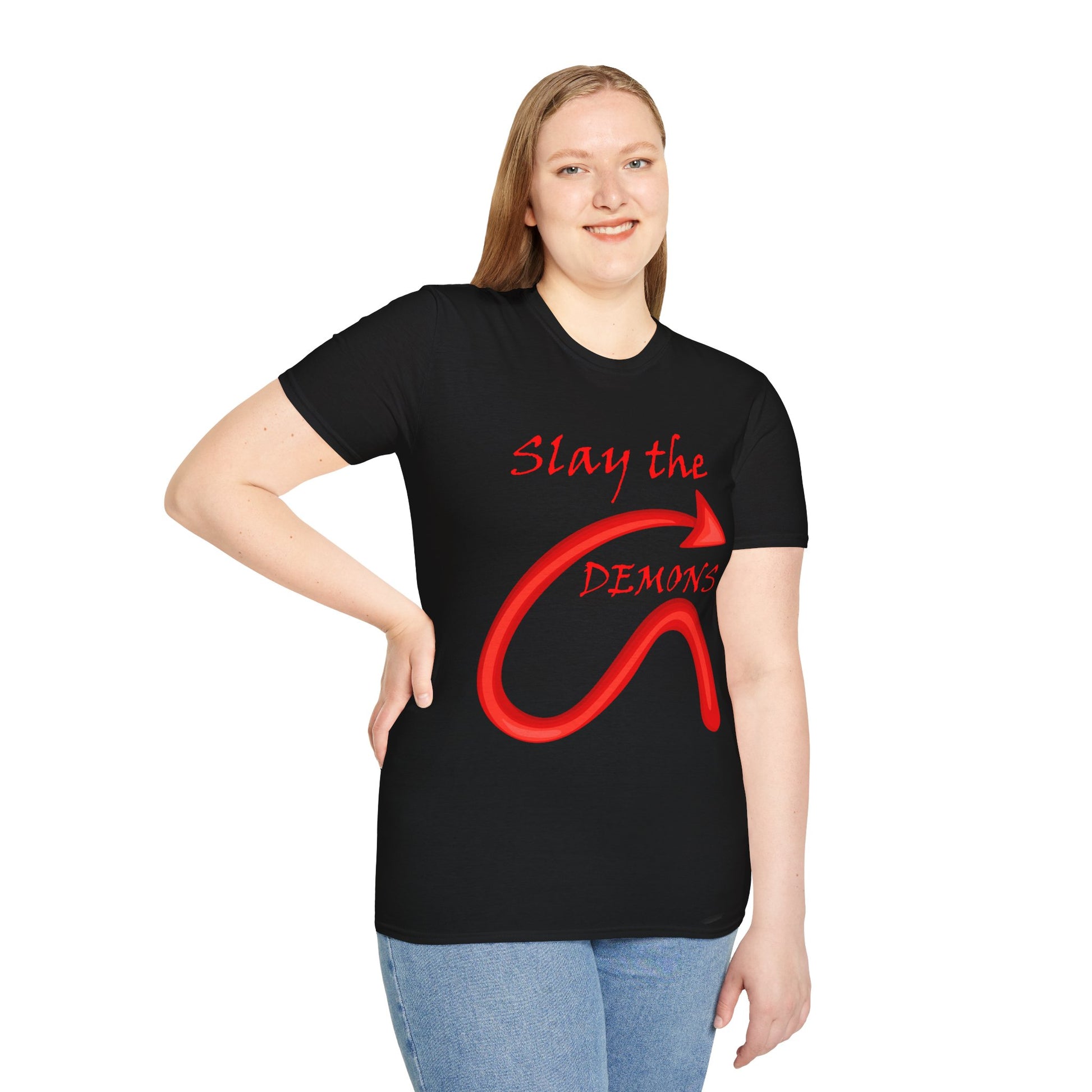 Slay the DEMONS - Unisex Softstyle T-Shirt 100% Cotton Graphic