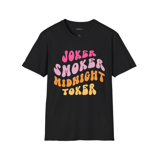 Joker Smoker Midnight Toker Unisex Softstyle T-Shirt 100% Cotton Graphic