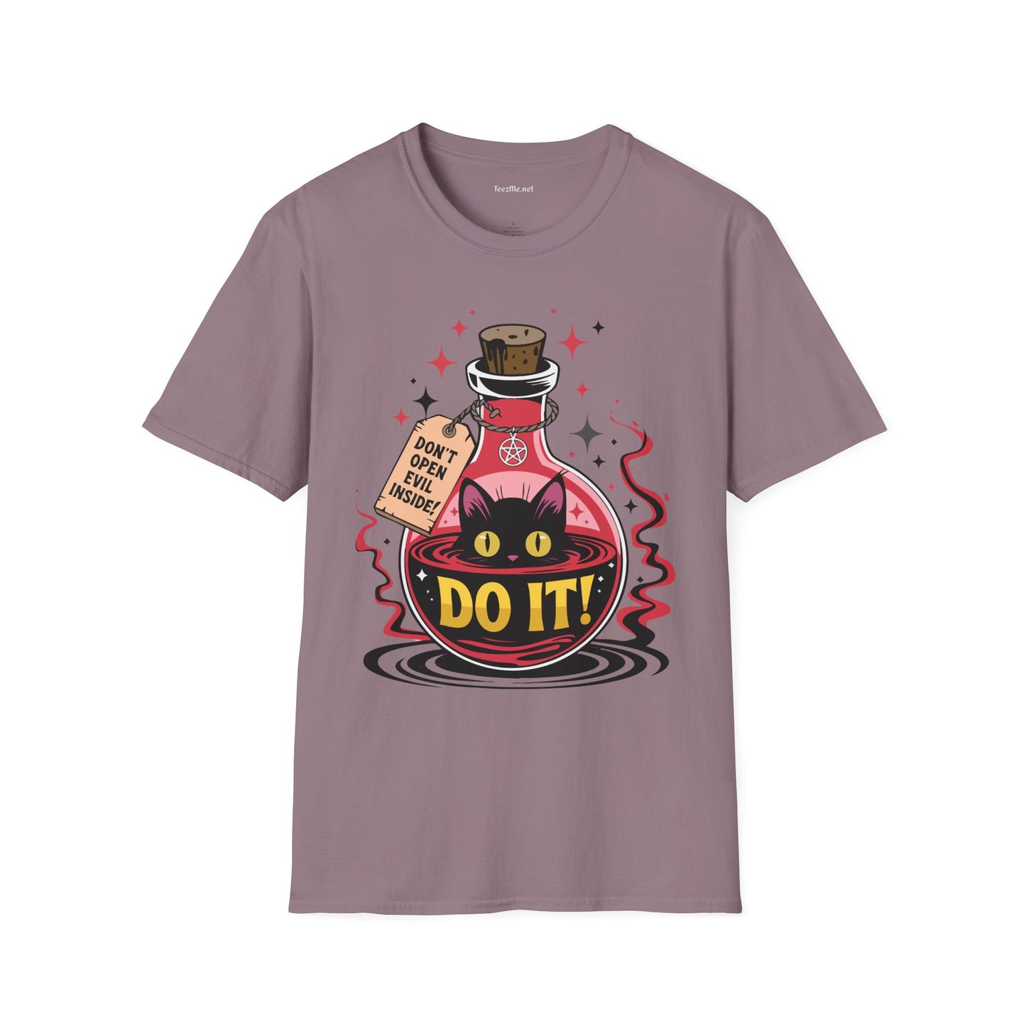 Evil Cat Inside Unisex Softstyle T-Shirt 100% Cotton Graphic
