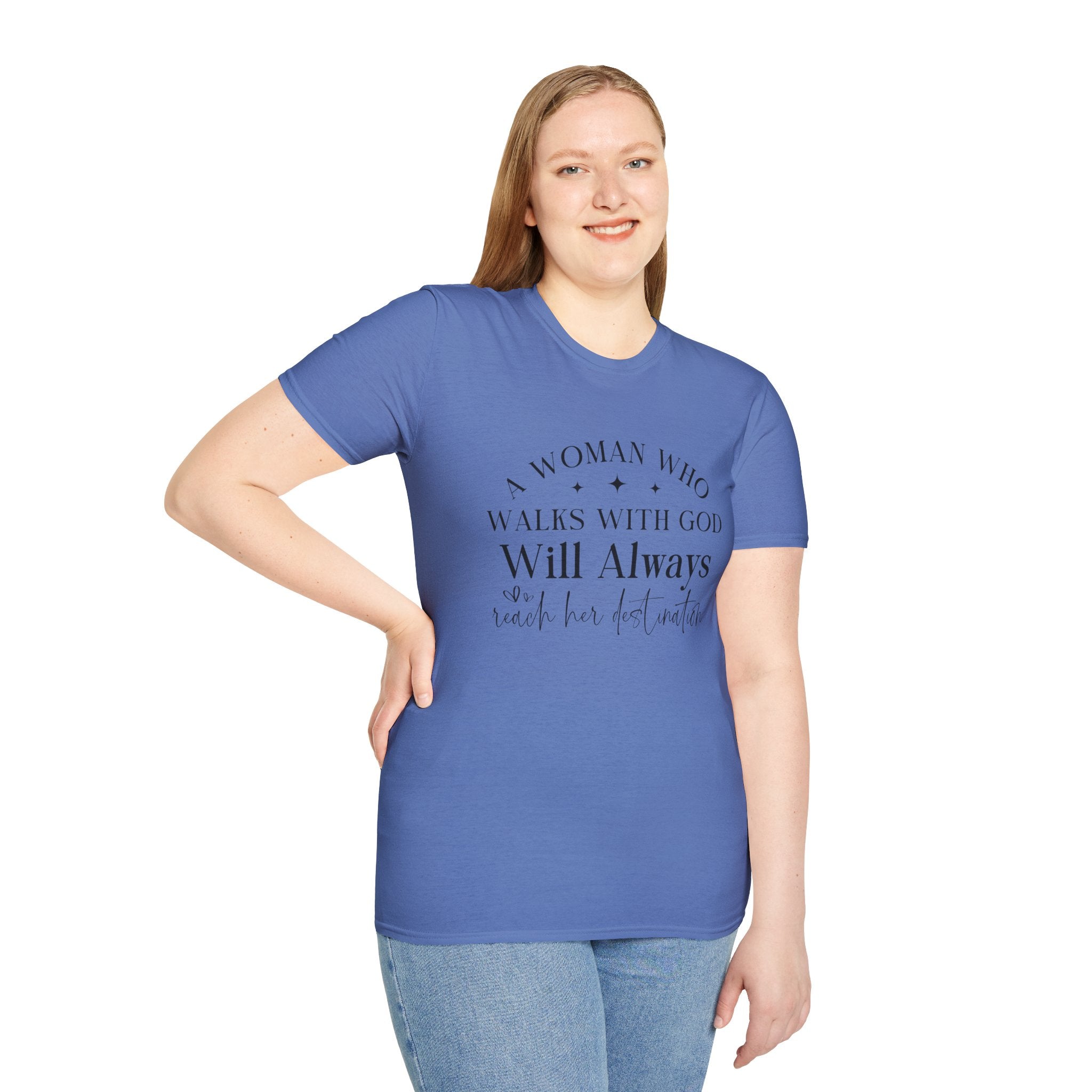 A woman who walks with God - Unisex Softstyle T-Shirt 100% Cotton Graphic