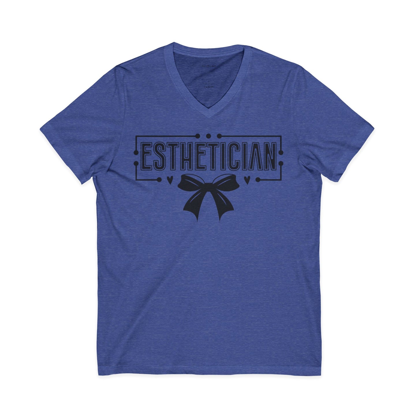 Esthetician with bow Unisex Jersey Short Sleeve V-Neck Tee