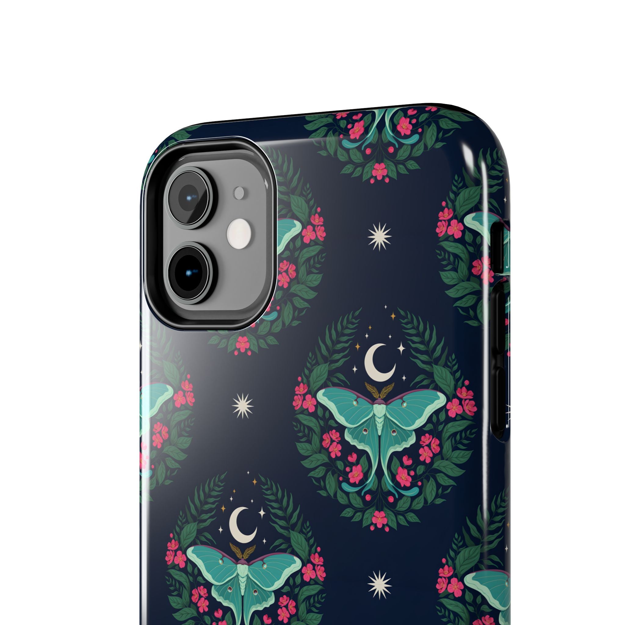 Moon Moth Tough Phone Case — Botanical Nightscape Protective Cover