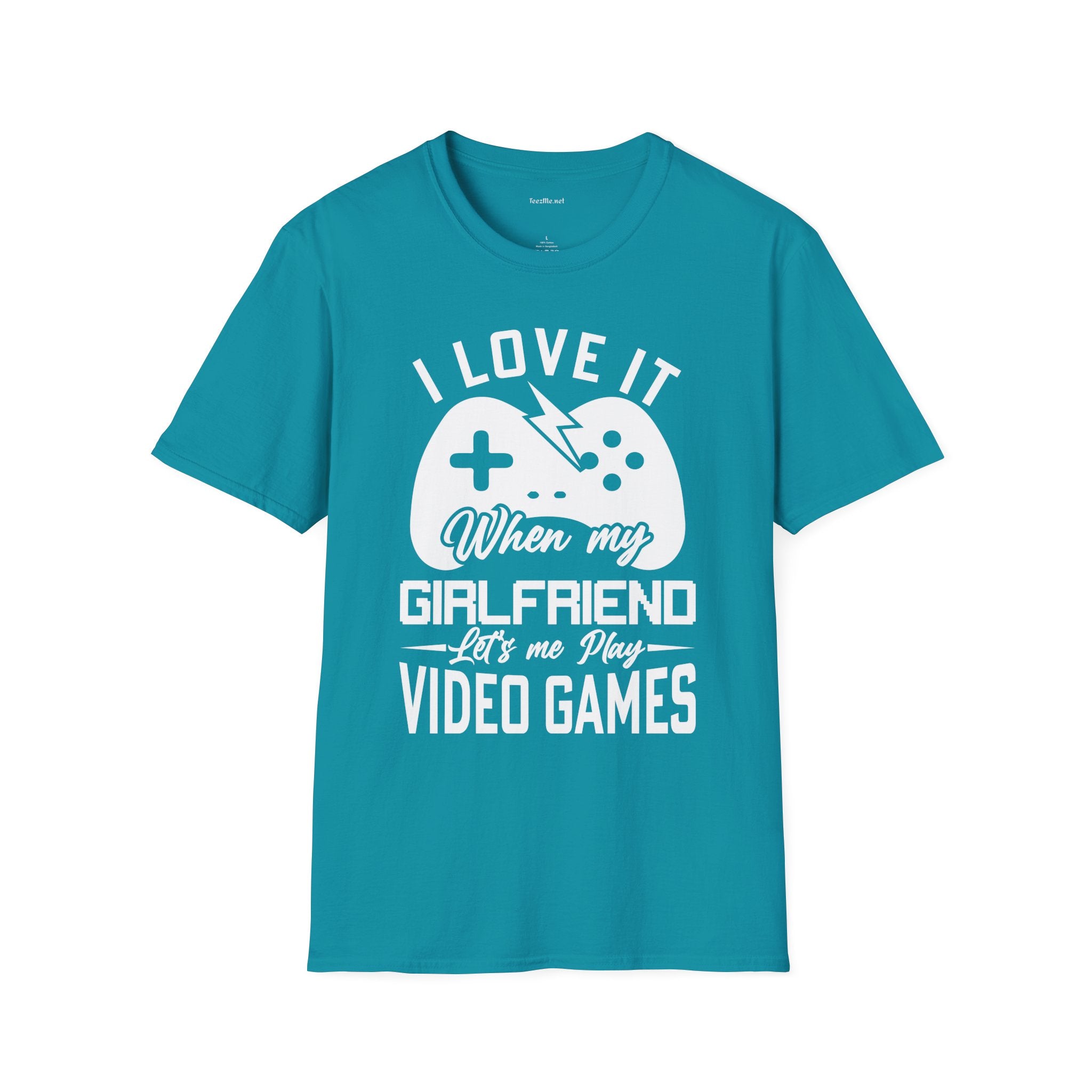 I Love It When My Girlfriend Let's Me Play Unisex Softstyle T-Shirt 100% Cotton Graphic