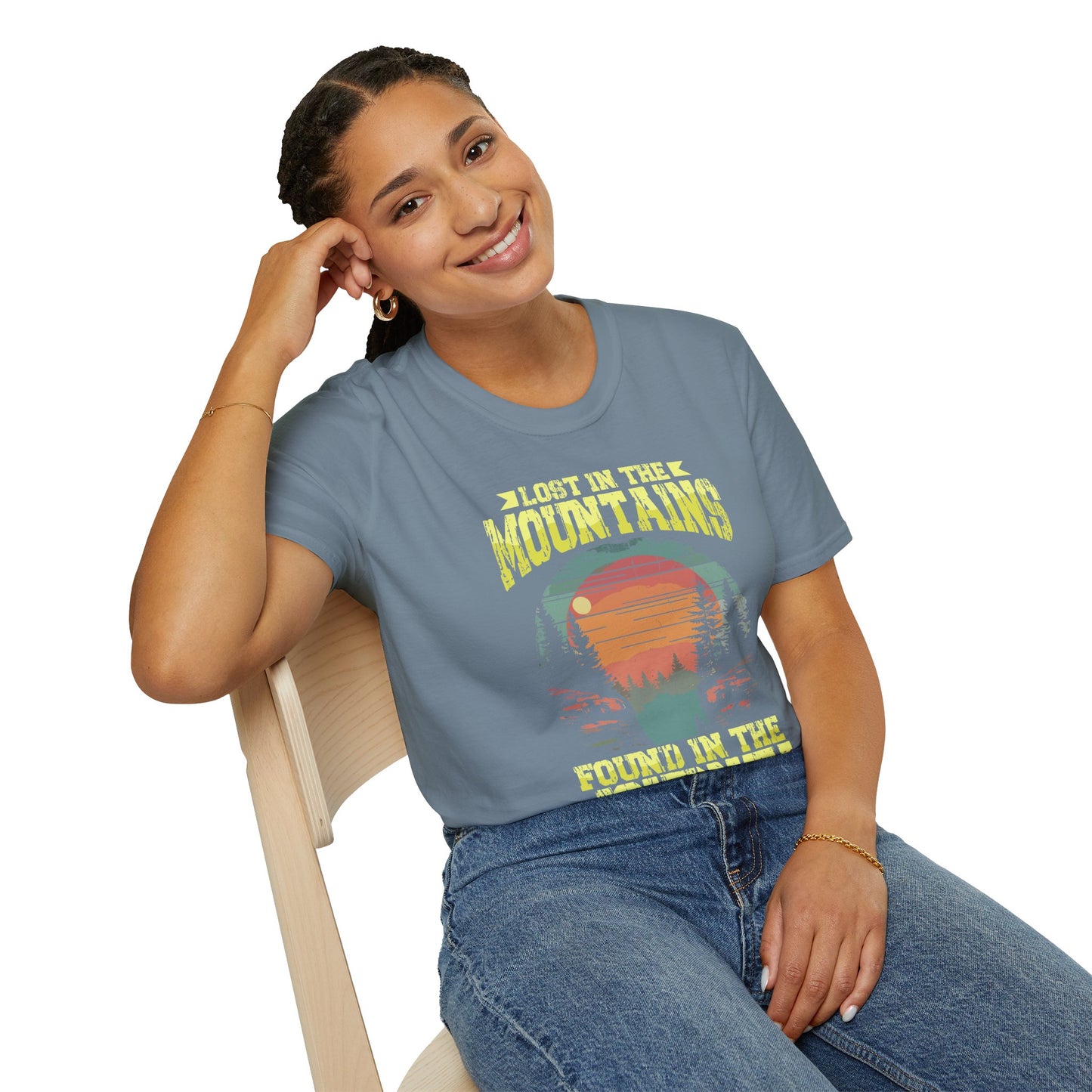 Lost in the Mountain - Unisex Softstyle T-Shirt 100% Cotton Graphic