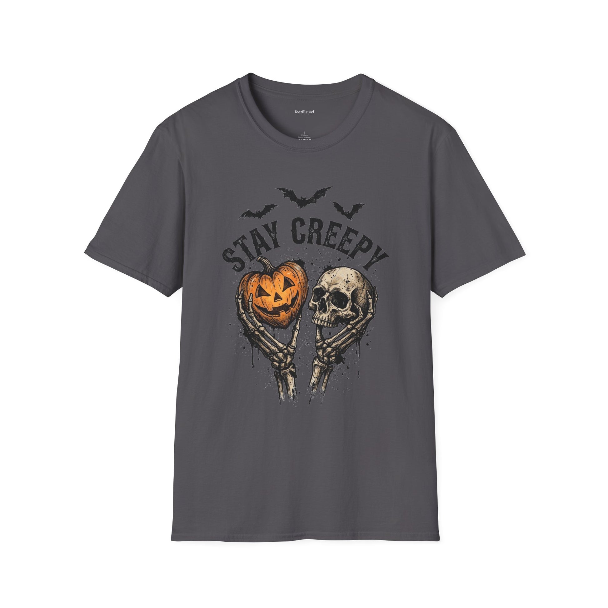 Stay Creepy Halloween T-Shirt — Pumpkin & Skull Spooky Graphic Tee