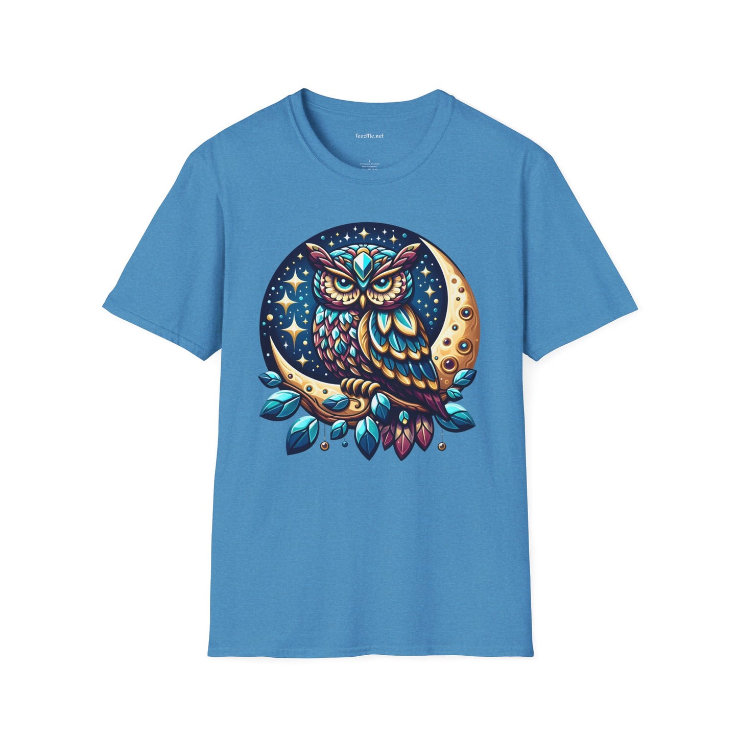 Jeweled Moon Owl Unisex Softstyle T-Shirt 100% Cotton