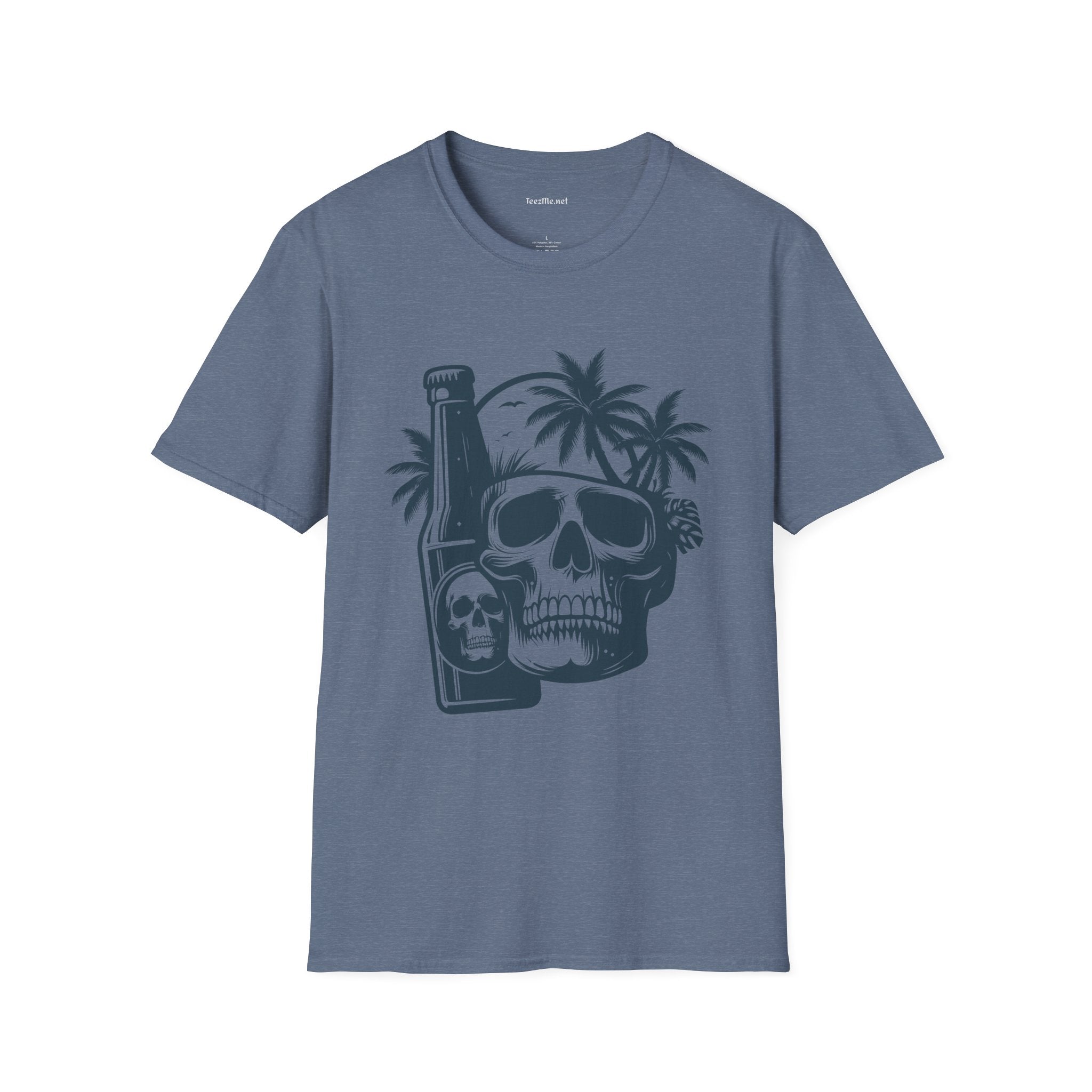 Skull with Beer 01 Unisex Softstyle T-Shirt 100% Cotton