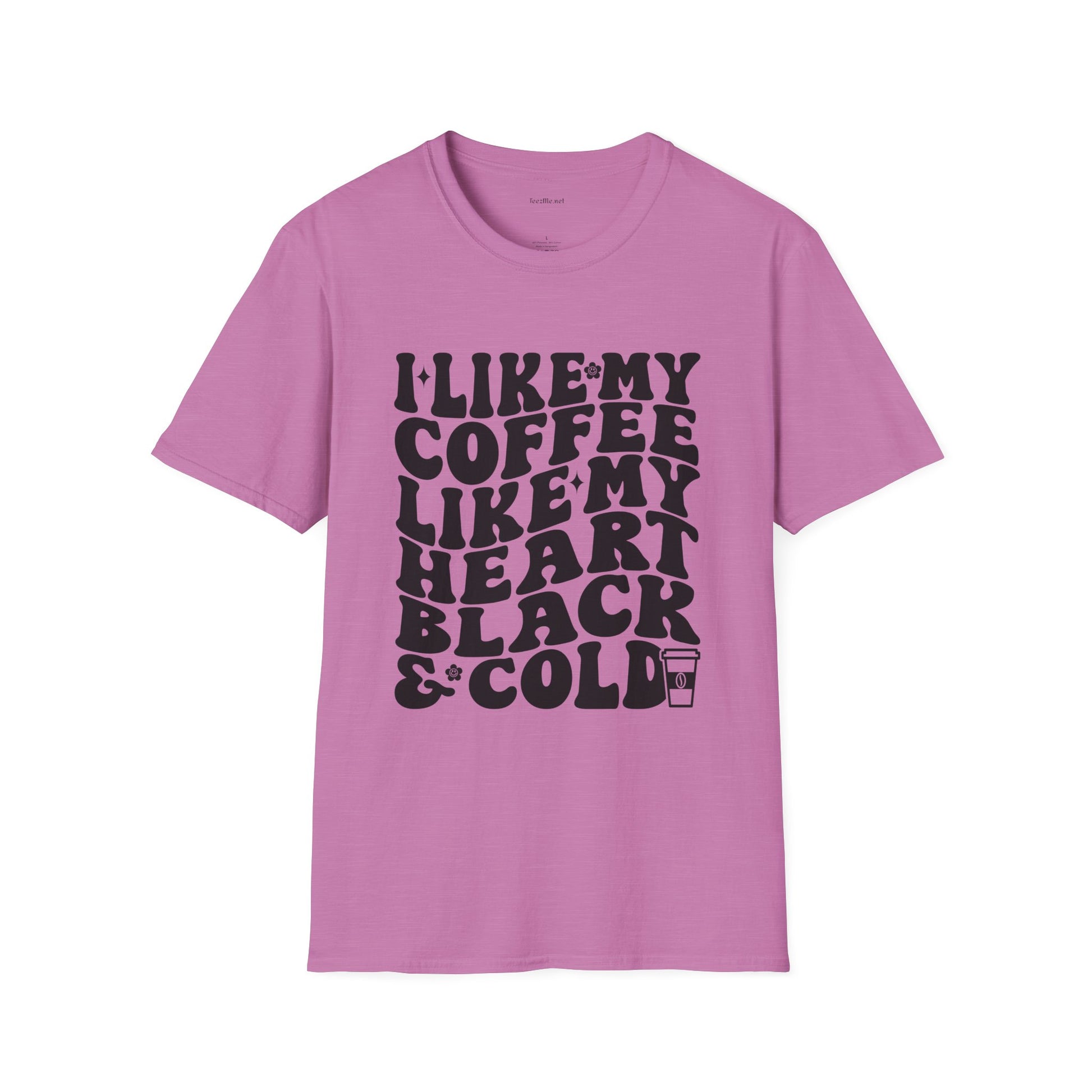 Coffee T-Shirt — "I Like My Coffee Like My Heart Black & Cold" Retro Tee
