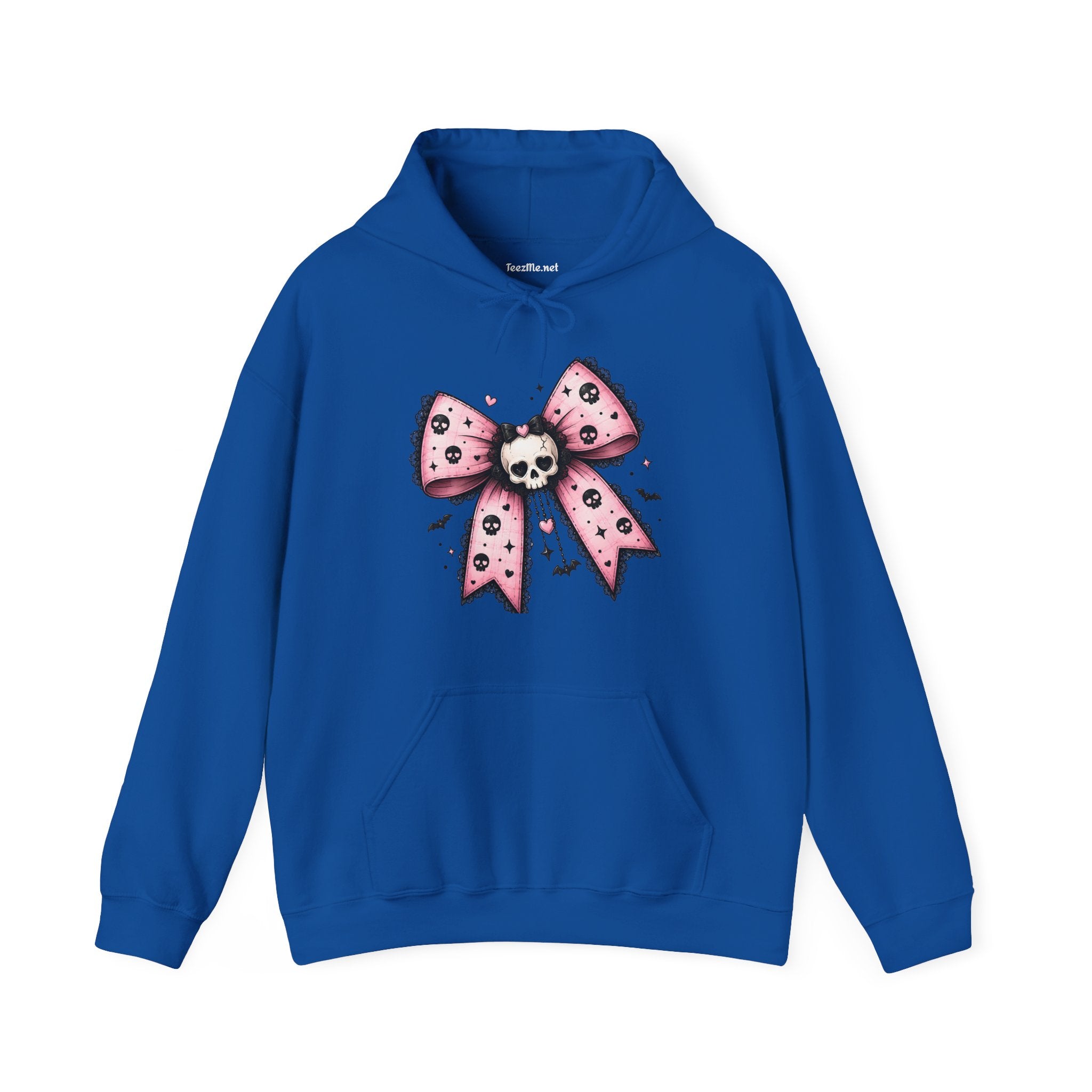 Pink Skull Bow Hoodie - Goth Cute Skull Ribbon Pullover