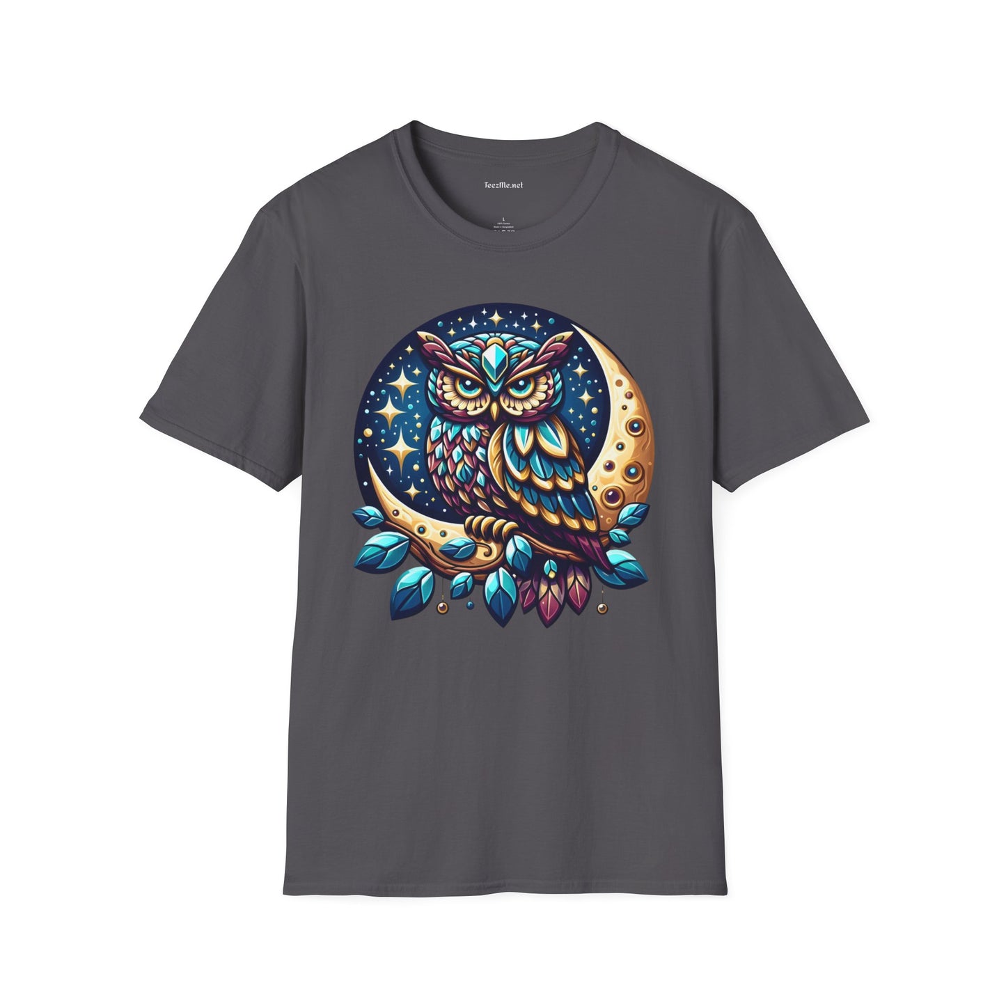 Jeweled Moon Owl Unisex Softstyle T-Shirt 100% Cotton