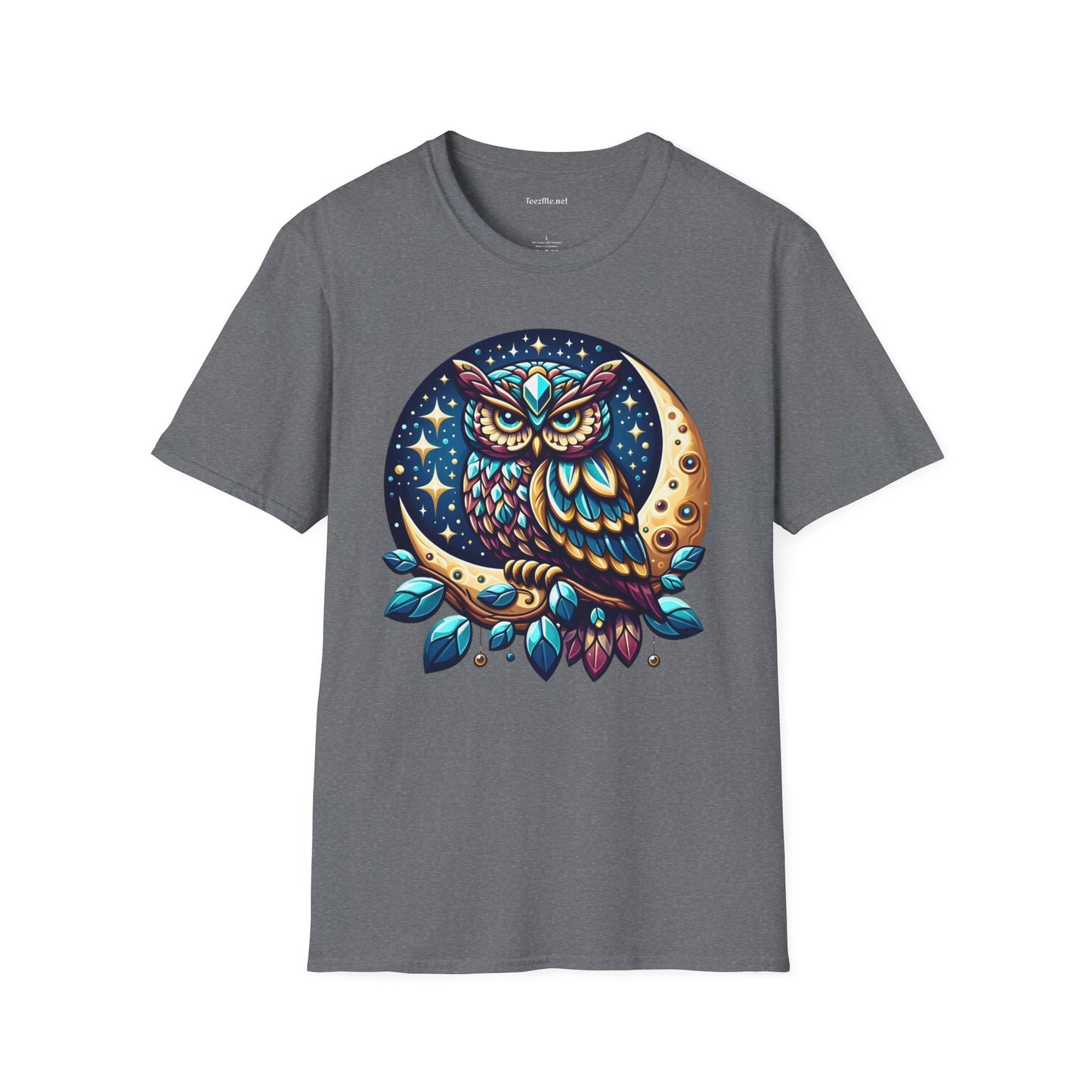 Jeweled Moon Owl Unisex Softstyle T-Shirt 100% Cotton