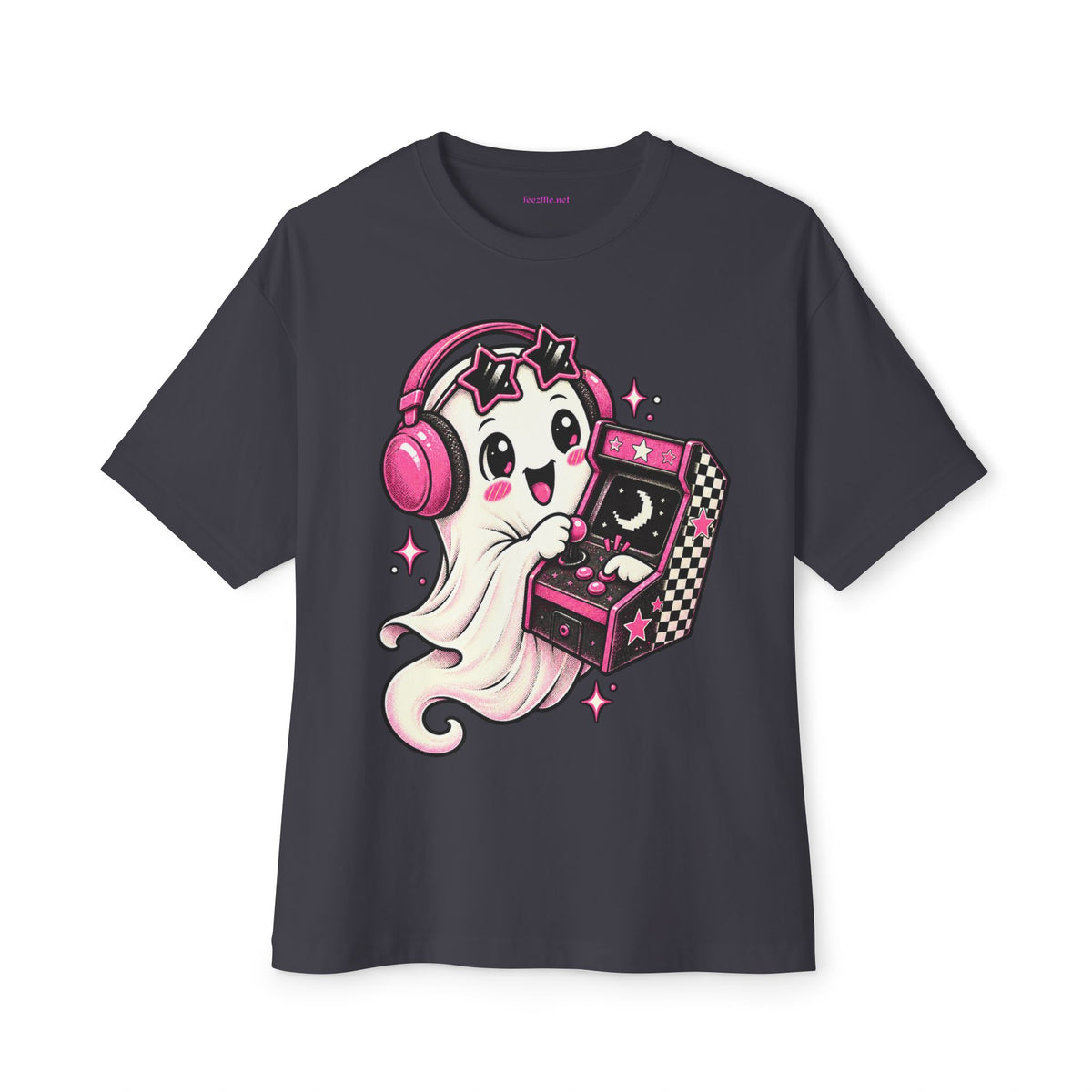 Cute Ghost Arcade Tee — Kawaii Pink Gaming Shirt