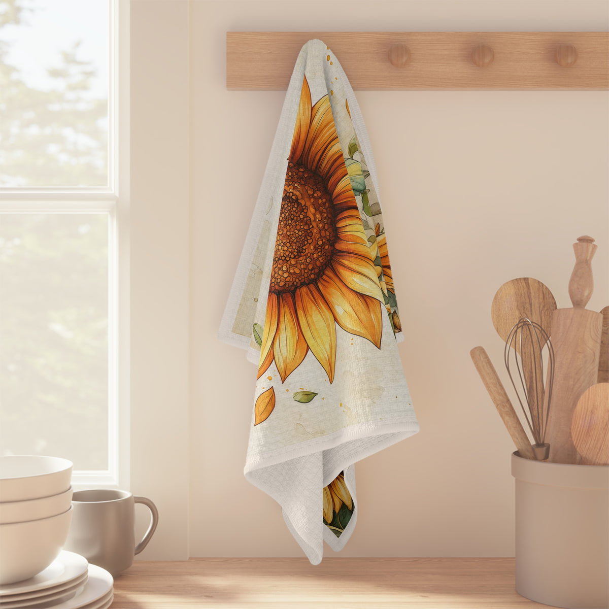 Sunflower Microfiber Tea Towel — Bright Botanical Kitchen Decor