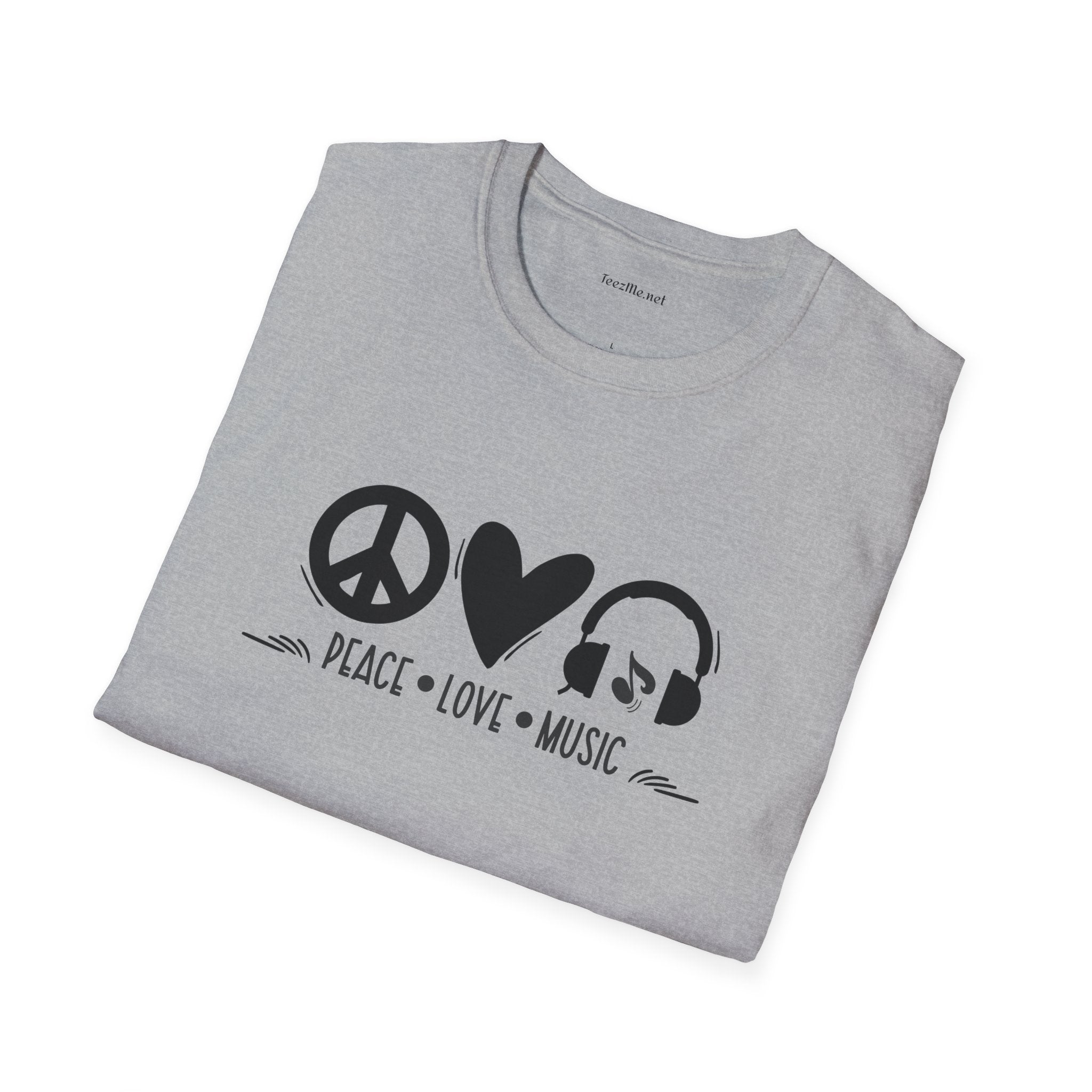 Peace Love Music - Unisex Softstyle T-Shirt 100% Cotton Graphic