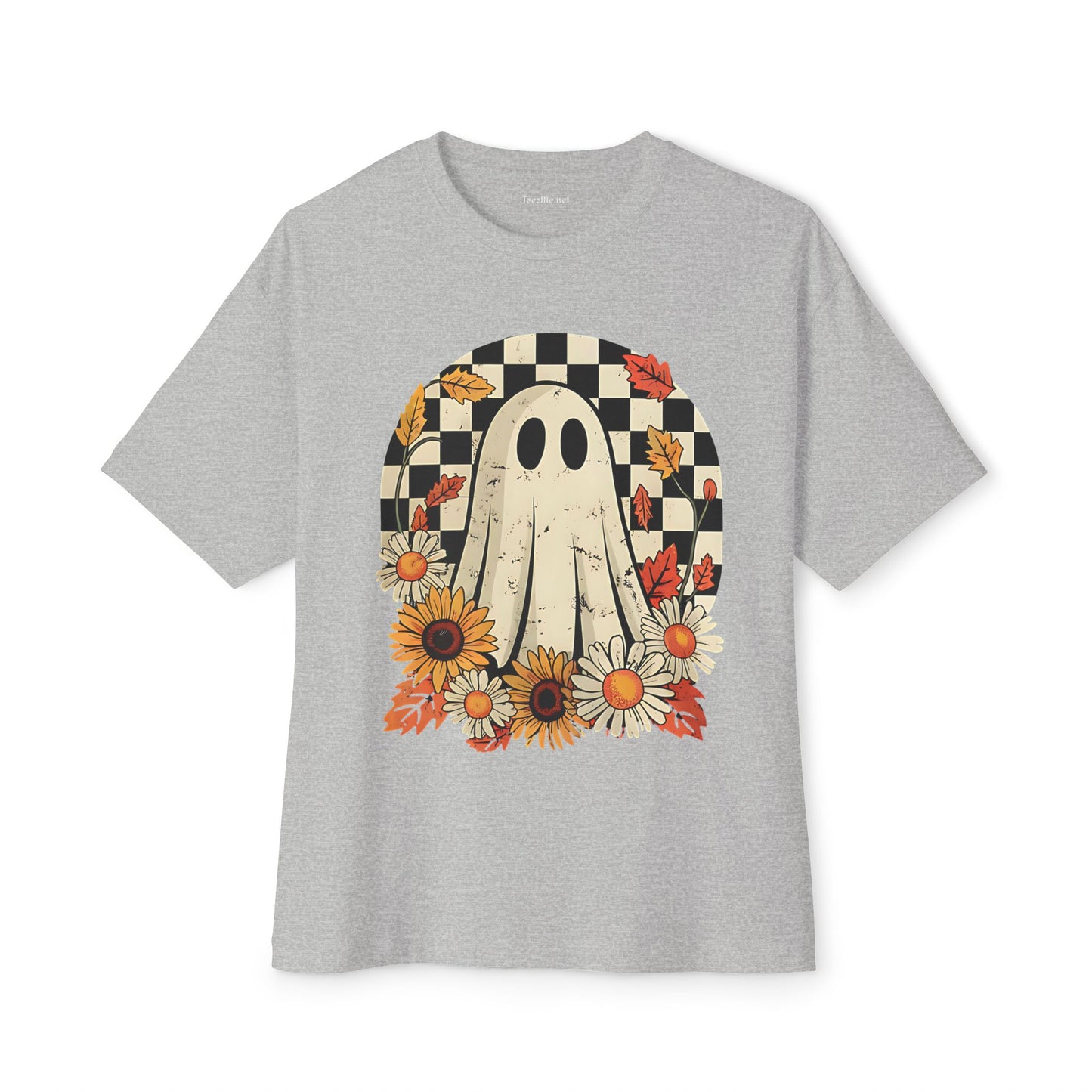 Floral Halloween Fall Ghost Unisex Oversized Boxy Tee