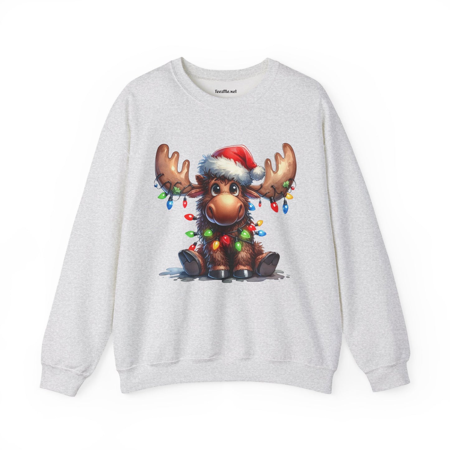 Adorable Christmas Moose Unisex Heavy Blend™ Crewneck Sweatshirt Graphic Seasonal