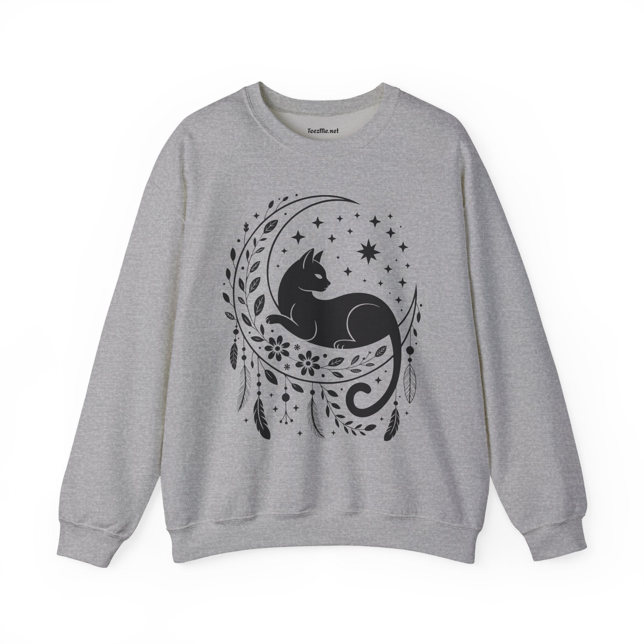 Black Cat Moon Silhouette Unisex Heavy Blend™ Crewneck Sweatshirt Graphic