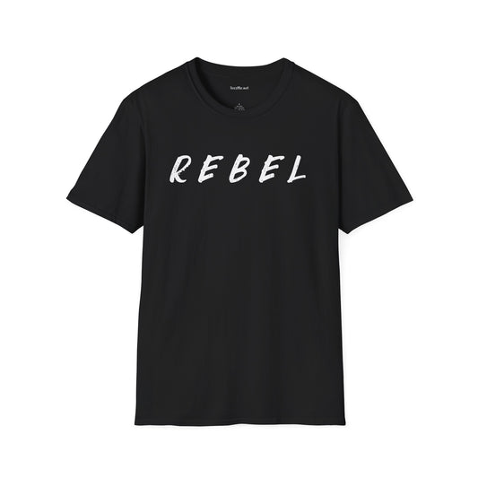 REBEL (white text) Unisex Softstyle T-Shirt 100% Cotton Graphic
