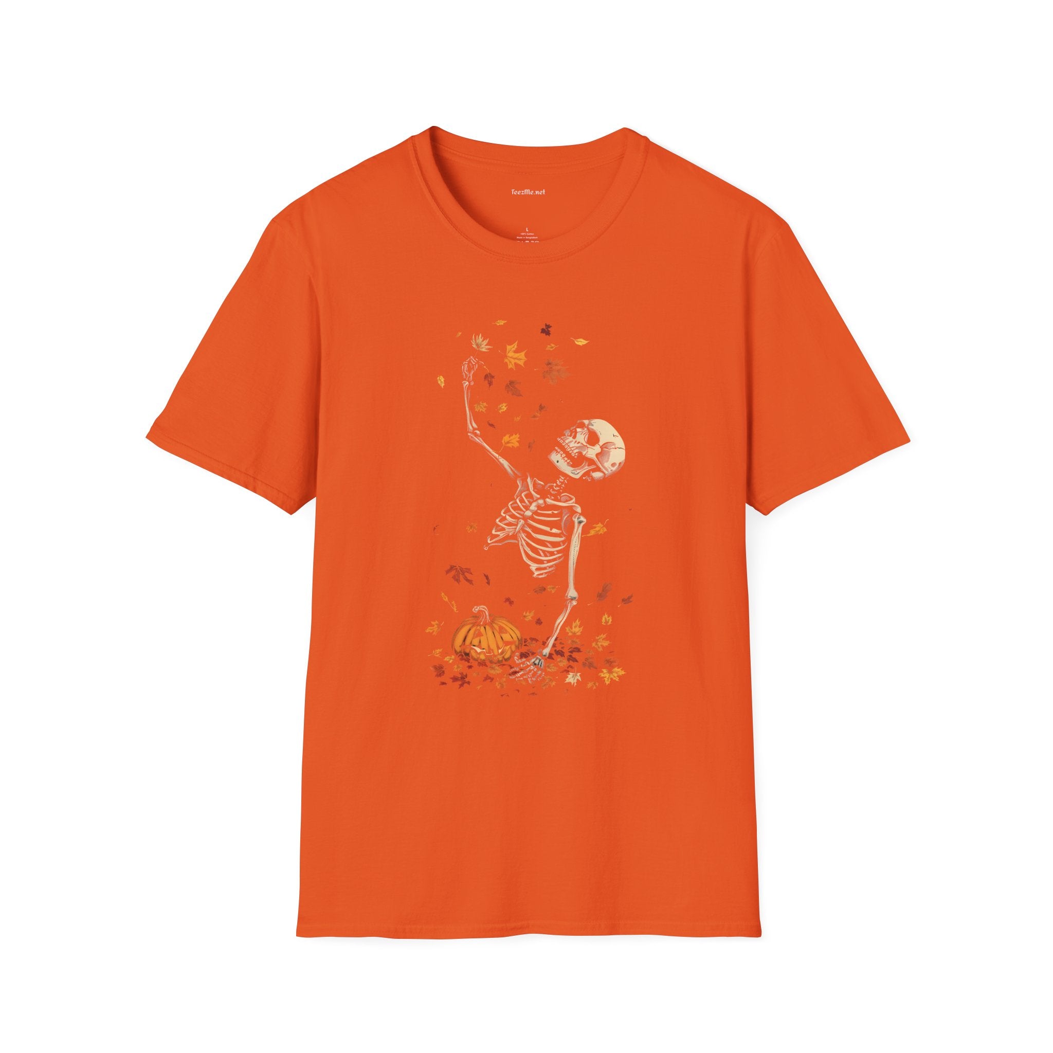 Skeleton & Falling Leaves Halloween T-Shirt