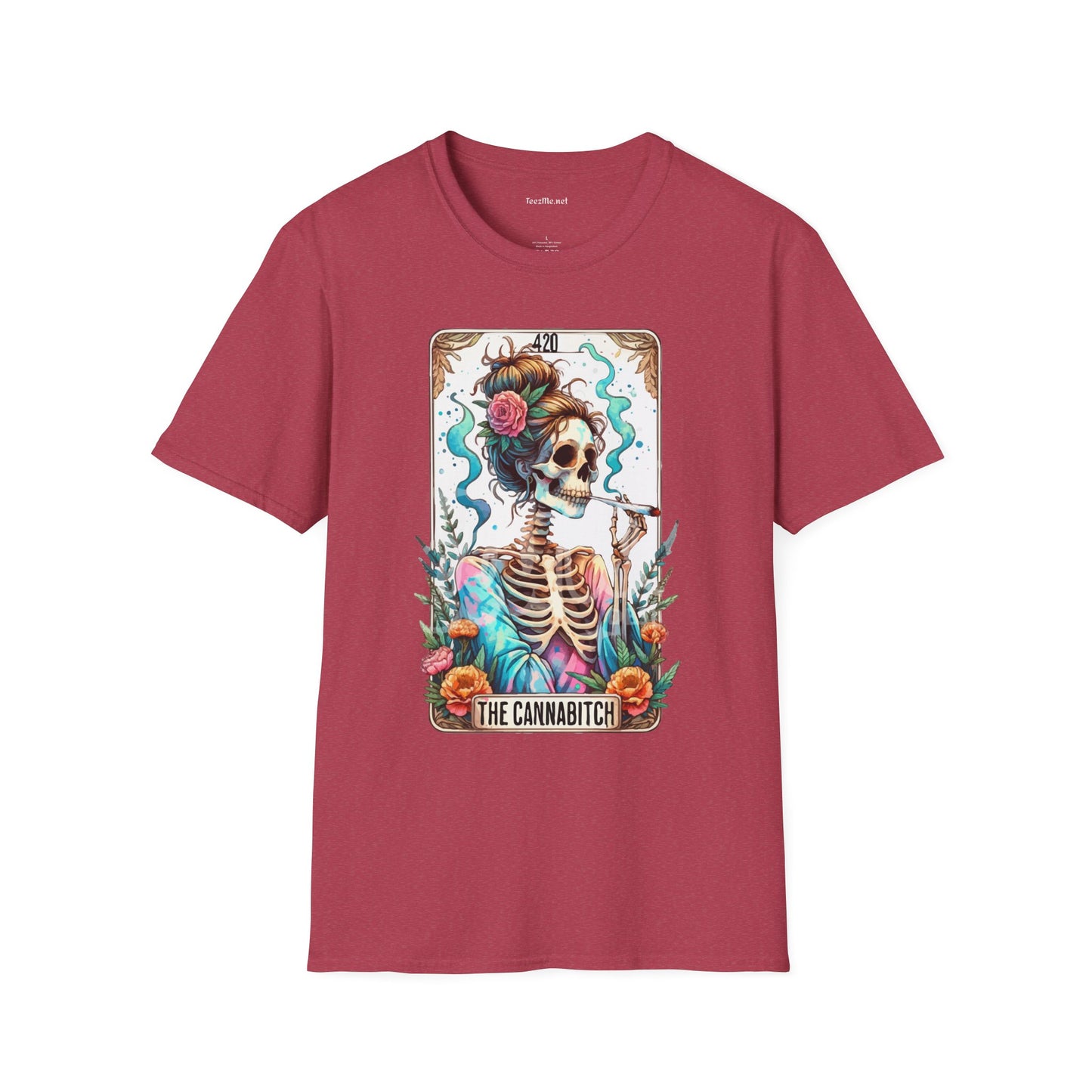 Boho Stoner Skeleton Cannabitch Unisex Softstyle T-Shirt 100% Cotton Graphic